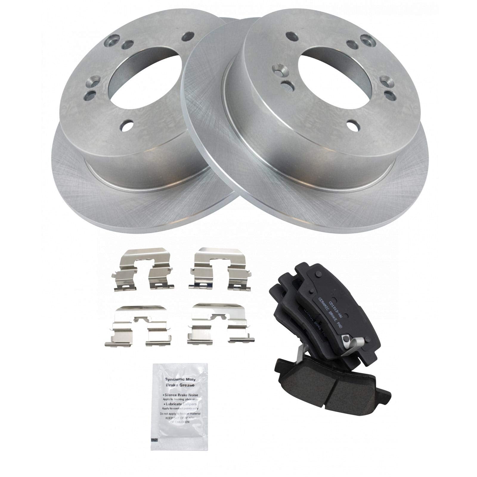Trq Rear Brake Pad & Rotor Kit Brake Pads Brake Rotor Ceramic Compatible With 2009-2010 Hyundai Sonata