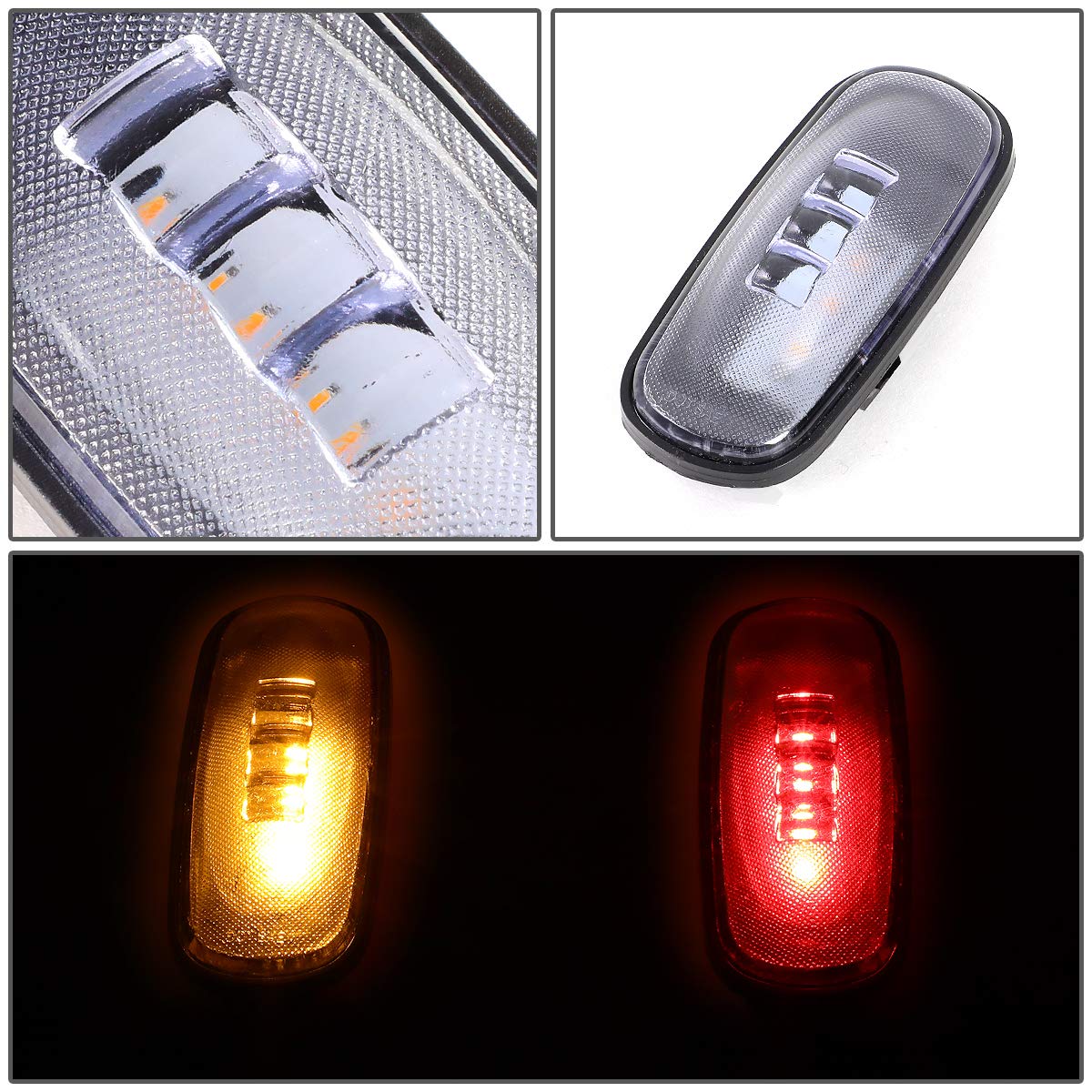 Dna Motoring Fendl-Dram02-Ch 4Pcs Clear Lens Dually Fender Led Side Marker Light Lamps