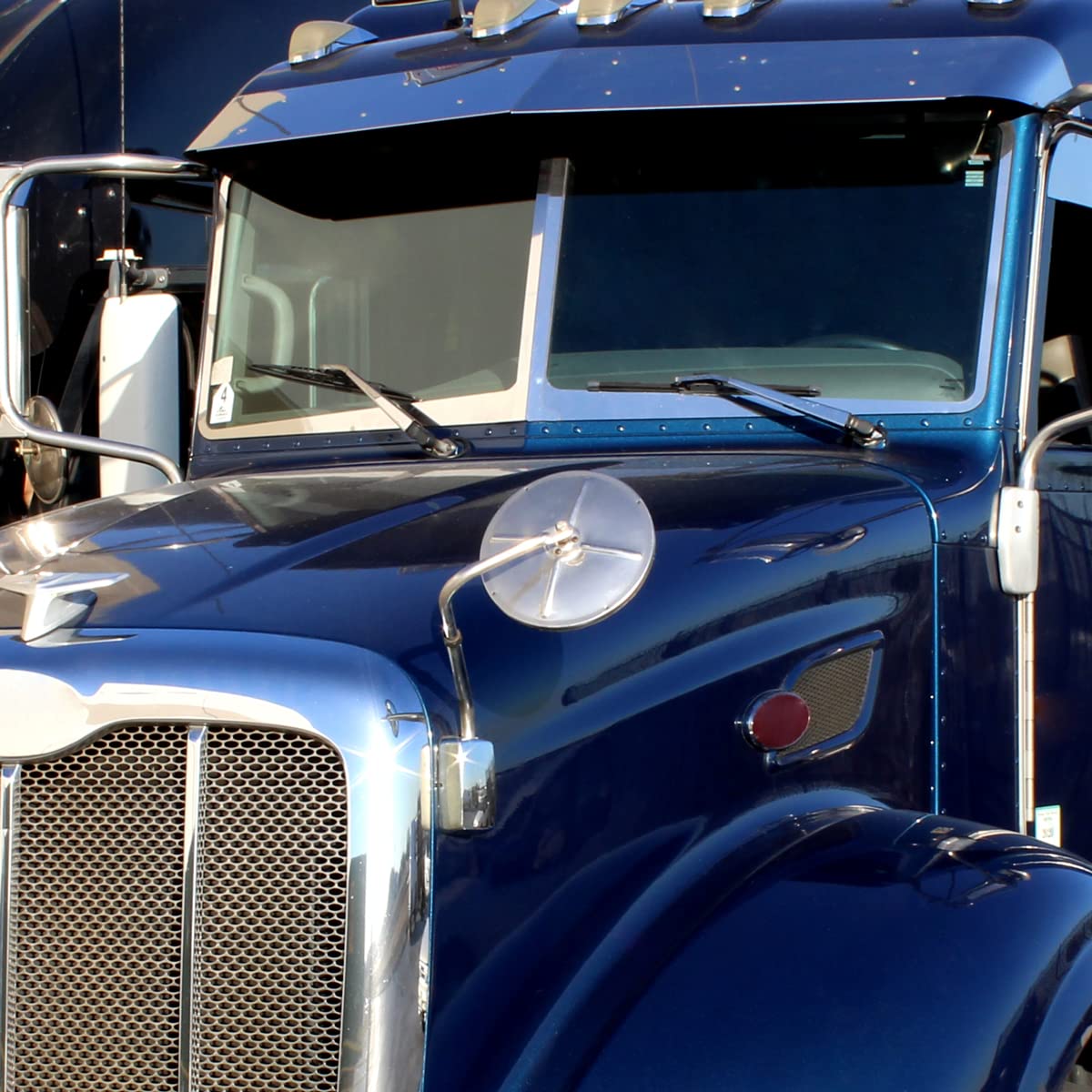 United Pacific 60037 Stainless Steel Hood Mount 8 ½” Round Convex Mirror, Chrome Plated, Adjustable View, Wide Angle Mirror – ONE unit