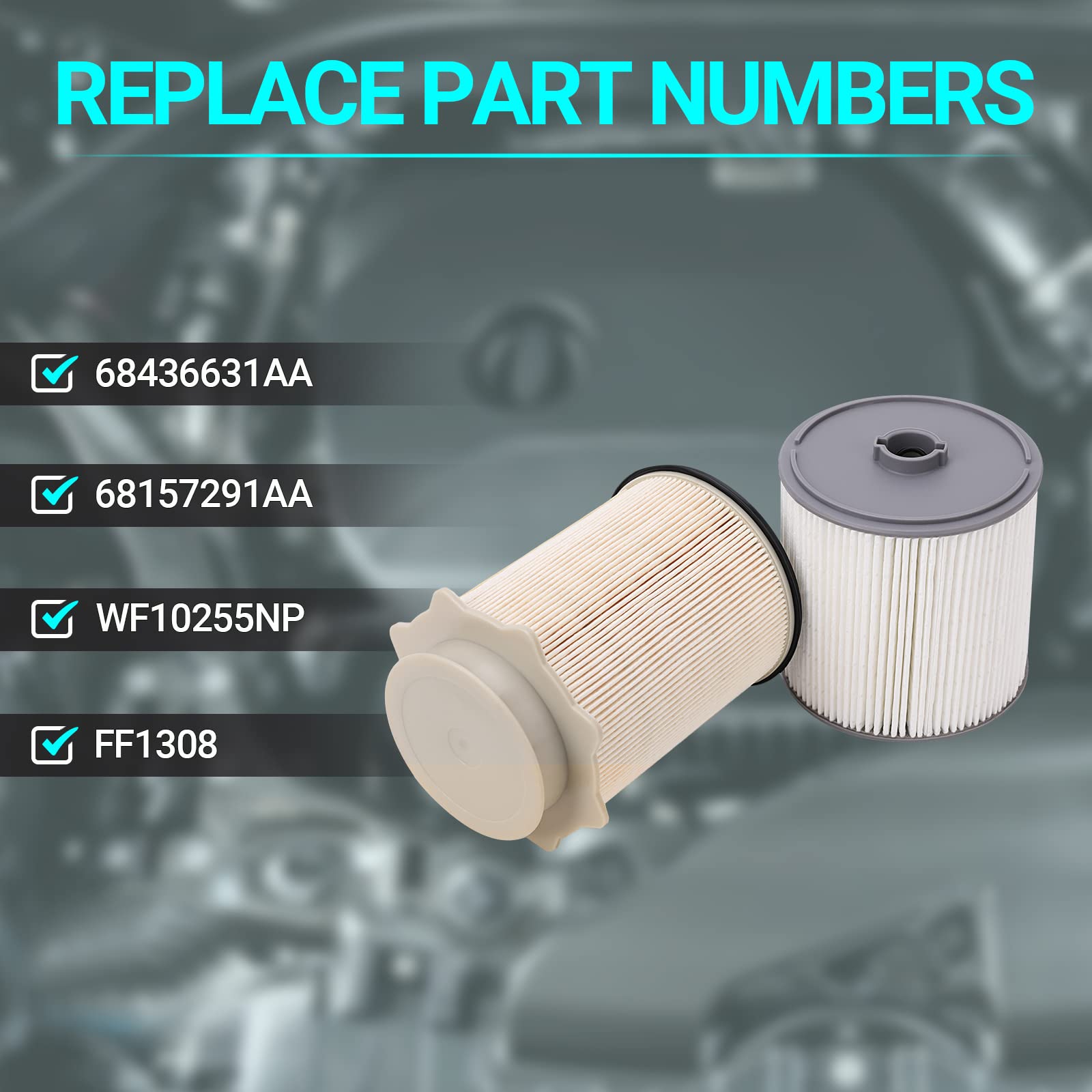 6.7L Cummins Fuel Filter Water Separetor Kit for 2019 2020 2021 2022 2023 2024 Dodge Ram 2500 3500 4500 5500 - Replace 68157291A