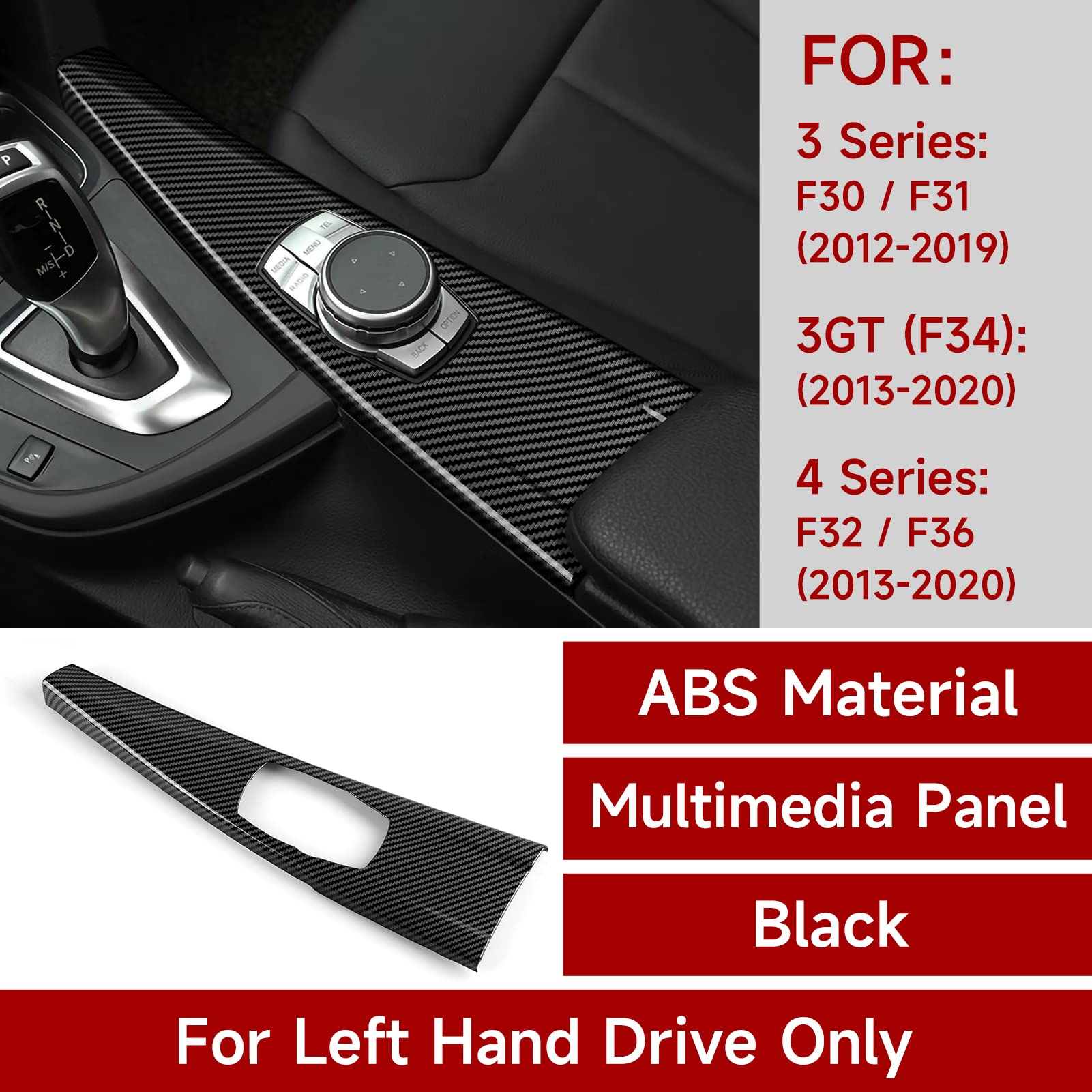 Car Multimedia Cover Sticker Wrap Carbon Color Abs Decal Trim Fits For Bmw F30 F31 F34 3Gt F32 F36 Accessories - F33 Convertible Not Fit