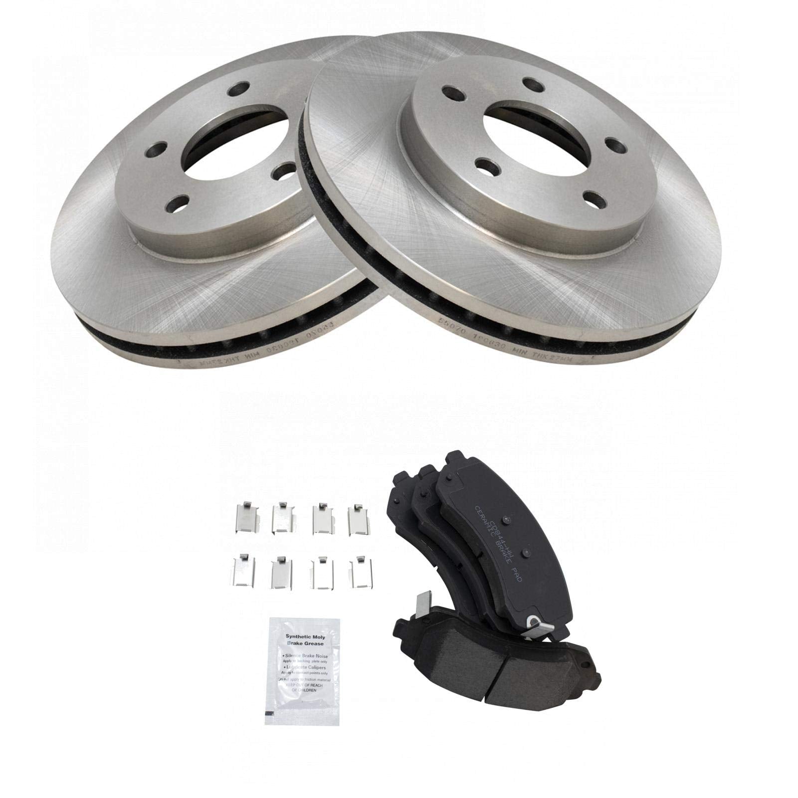Trq Front Brake Pad & Rotor Kit Brake Pads Brake Rotor Ceramic Compatible With 2002-2007 Buick Rendezvous 2001-2005 Pontiac Azte