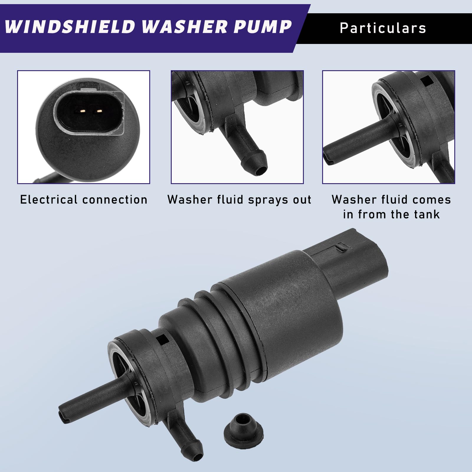 Suvnie Windshield Washer Pump With Grommet, Front Windshield Washer Fluid Pump Replace Oem 67128362154 67128377612, Car Accessories Compatible With E36, E46, E53, E86, X3, X5, X6, Z3