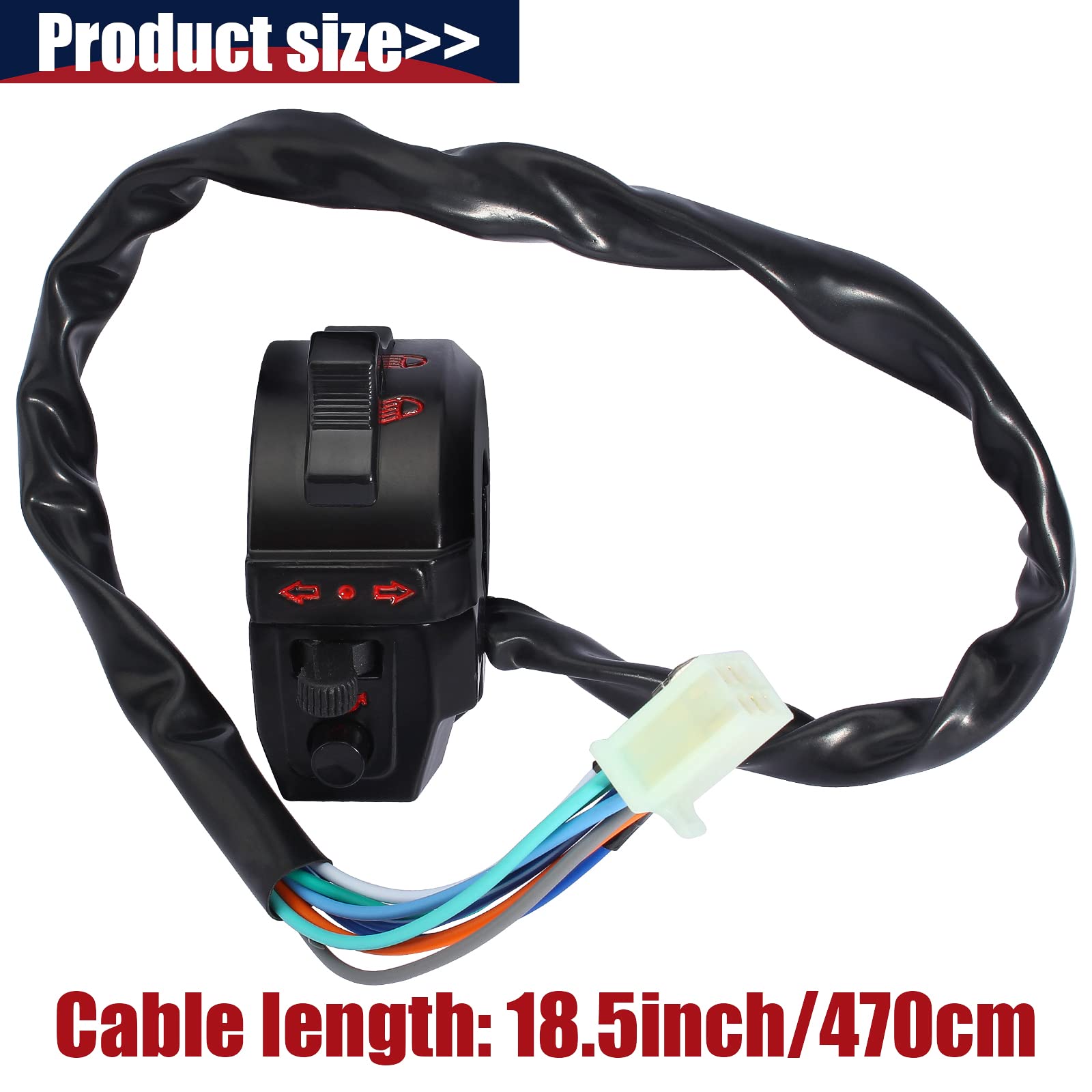 Qazaky Universal Control Turn Signal Horn Function Head Light Low High Beam Left Switch For 7/8Inch 22Mm Handlebar Motorcycle Mo