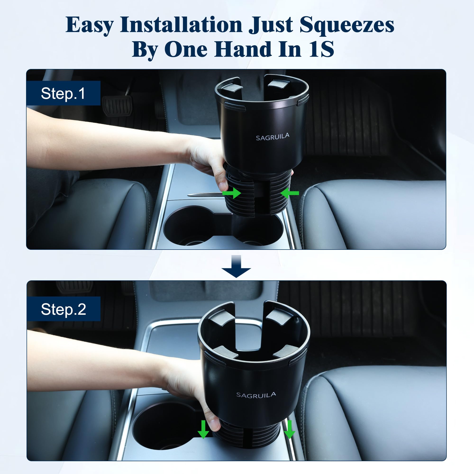 Car Cup Holder Expander, Cup Holder Expander For Car With Stretchable Rubber Base, Large Cup Holder Adapter Compatible With Yeti