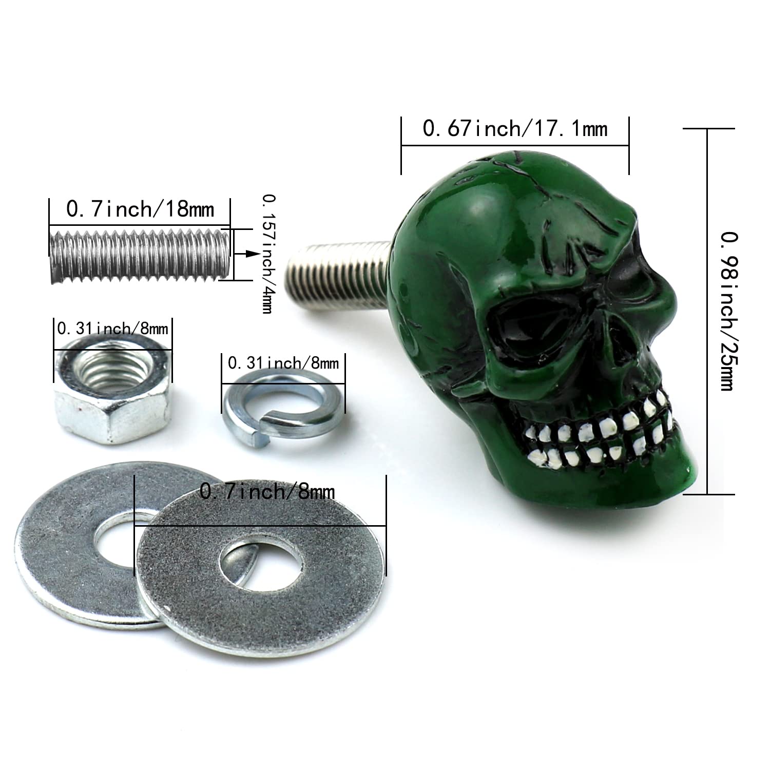 Bashineng Skull License Plate Screws Universal Car Truck Motorcycle License Plate Frames Bolts Fasteners 4 Pack Trim Replacement