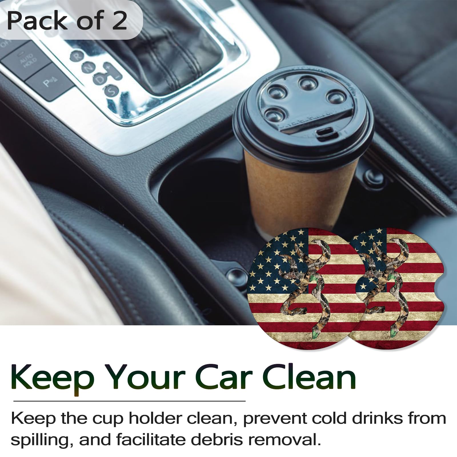 FJyuanqi Car Coasters for Cup Holders, 2 Pack Anti Slip Universal Rubber Car Cup Coaster for Women Men, Car Interior Accessories