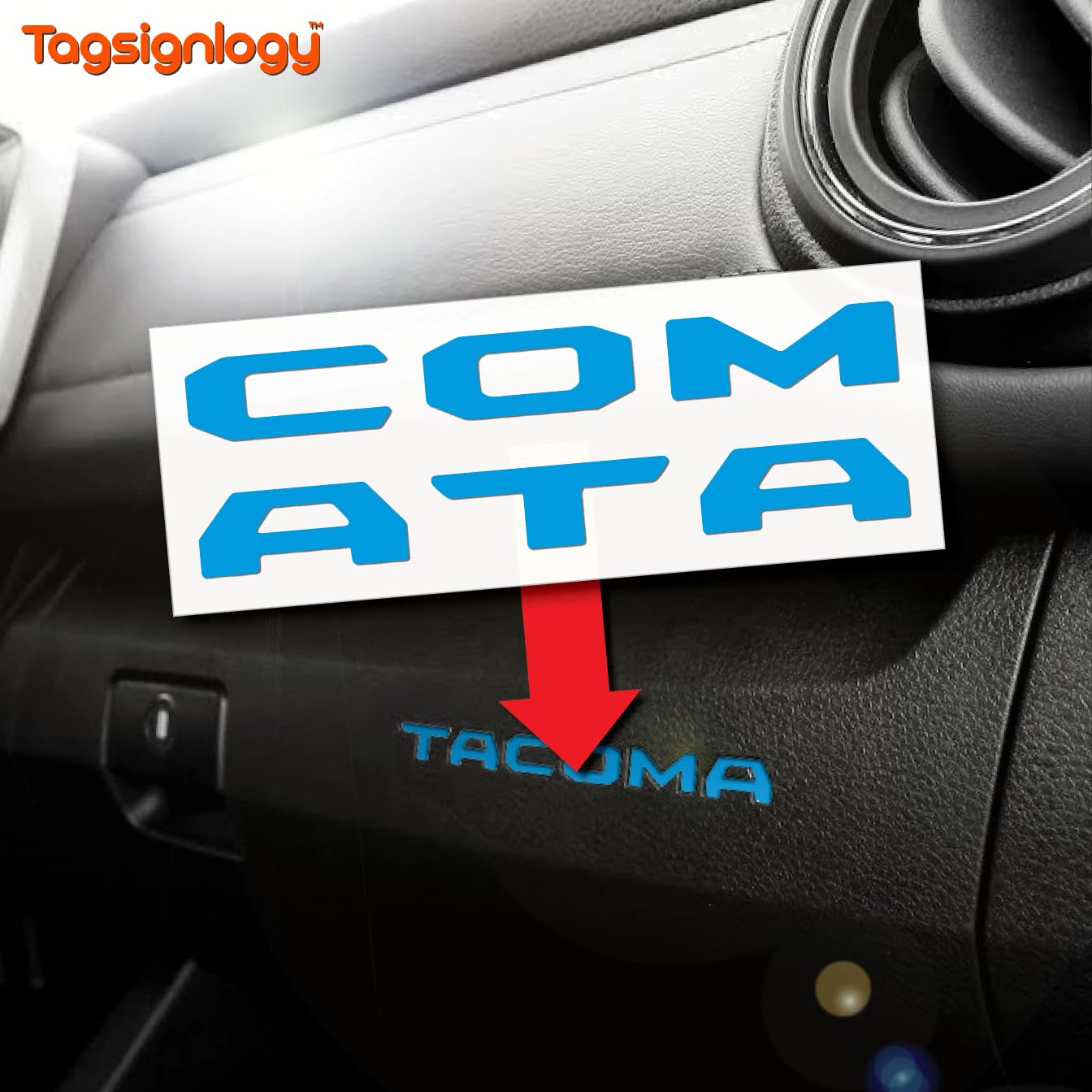 (2 Sets) Prime Series UV Weatherproof Vinyl Decals for Glove Box Dashboard Letter Inserts Compatible 2016-2023 Toyota Tacoma (Gl