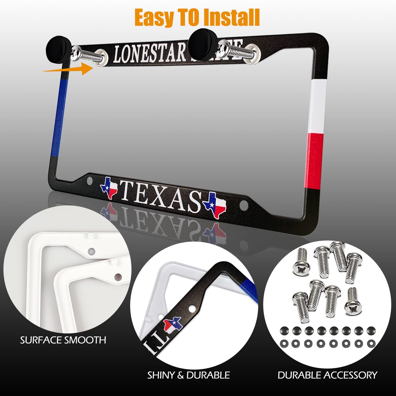 Texas License Plate Frame American Lonestar State Metal License Plate Cover Front Plates Frames Car Tag Frame For Women Men Us V