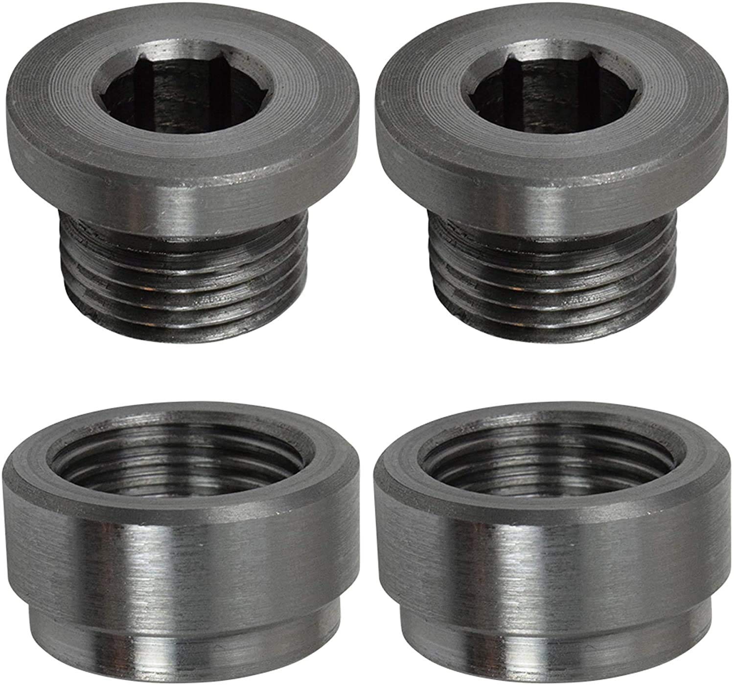 Hyat 2 Pairs O2 Sensor Bung Universal Stainless Steel M18 M18-1.5 Weld Oxygen Air Fuel Ratio Meter (2 Bungs/2 Plugs)