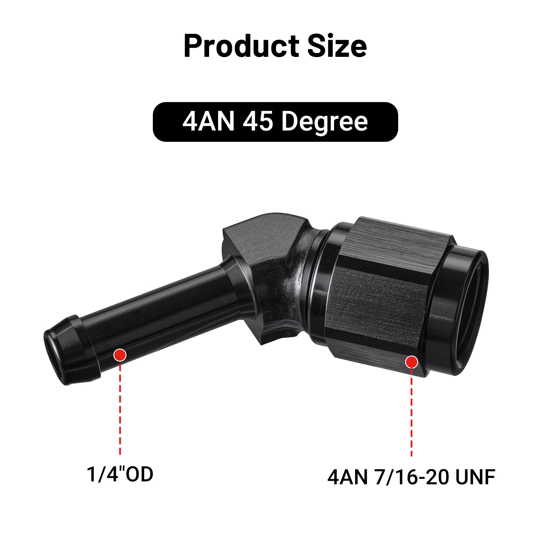 EVIL ENERGY 4AN Female to 1/4'' Barb Hose Fitting 45 Degree Swivel 2PCS
