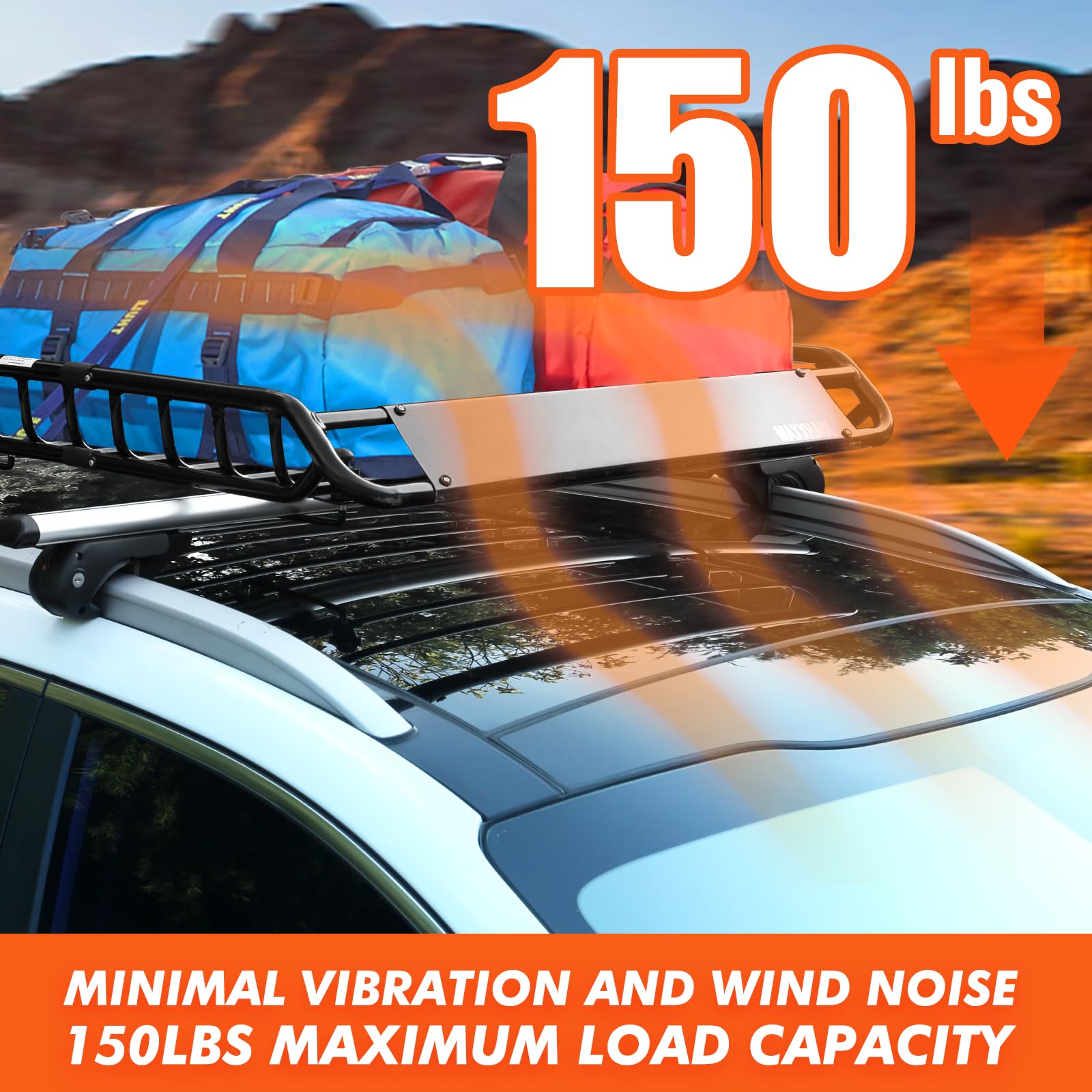 MAXXHAUL 52'' Aluminum Roof Rack Cross Bars (150LB) - Locking System, Fit All Raised Rails for SUV/Van/Sedan | Easy Install, Cor