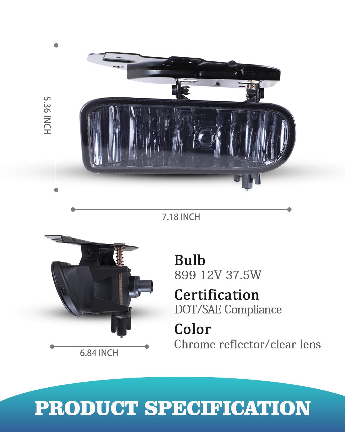 AUTOWIKI Fog Lights For 2002-2006 Cadillac Escalade, 2003-2005 Cadillac Escalade ESV OEM Replacement Fog Lamps 2PCS With Smoke L