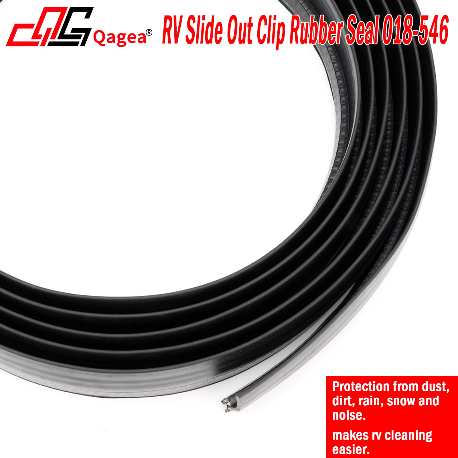 Qagea 018-546 Rv Slide Out Clip Rubber Seal Weather Stripping With 2 Wiper Is Suitable For Rv Camper Door Window Channel (25 Ft)