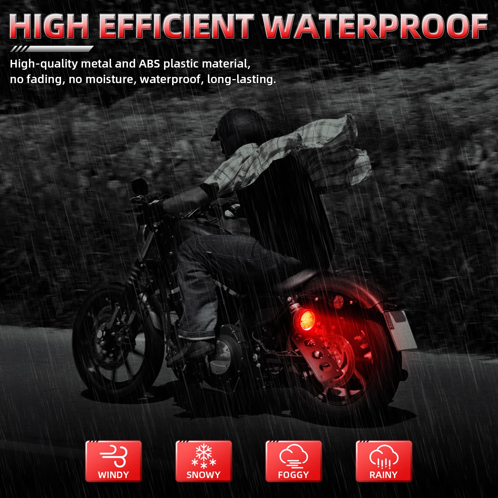 Amazicha LED Tail Rear Light 3/4'' Axle Hole Side Mount License Plate Bracket Brake Light Motorcycle Compatible for Harley Honda