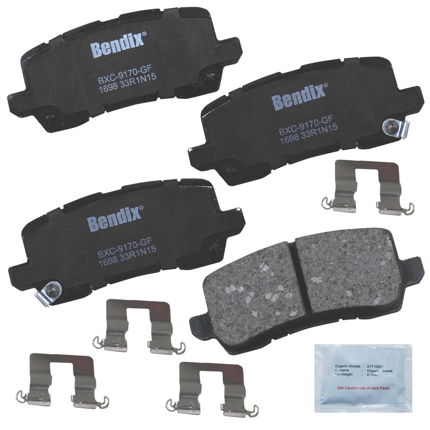 Bendix Priority 1 Ceramic Rear Disc Brake Pad Set for Acura RLX 2016-2014, TLX 2017-2015 - (CFC1698)