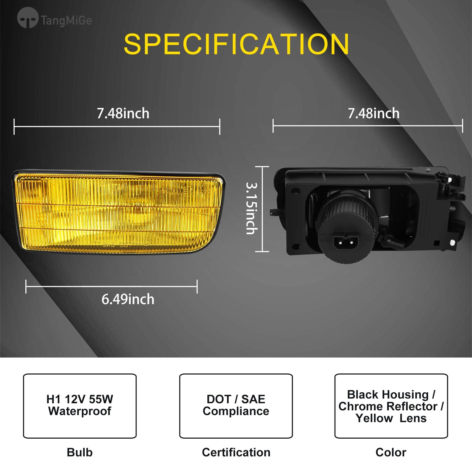 TangMiGe Fog Lights for BMW M3 E36 1992-1999 - Clear Lens, H1 Bulbs, 1 Pair - Enhance Visibility and Style