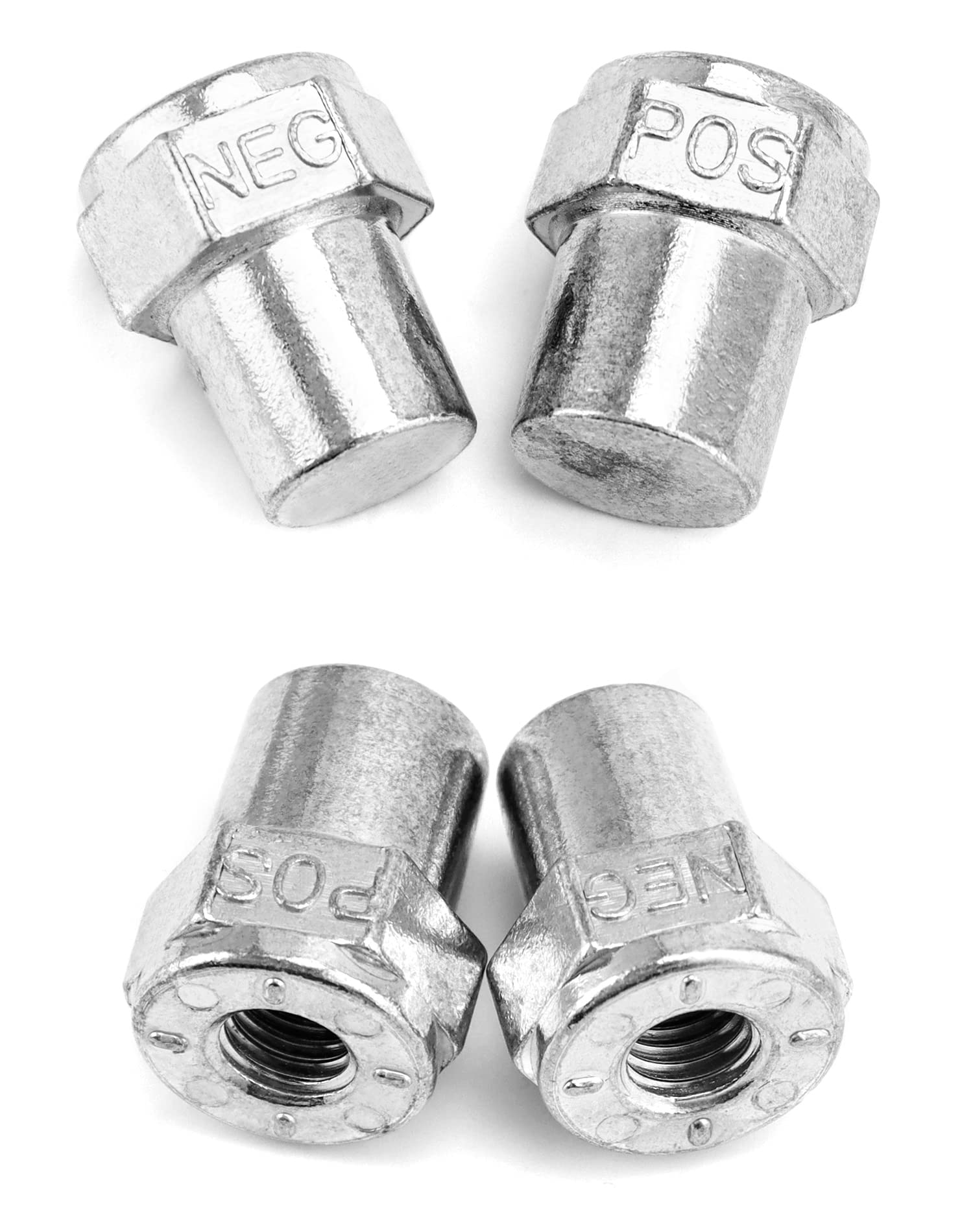 Qwork Car Positive Negative Battery Post Terminal, 2 Pair Zinc Alloy Battery Adapter, 3/8 Female Stud Adapter