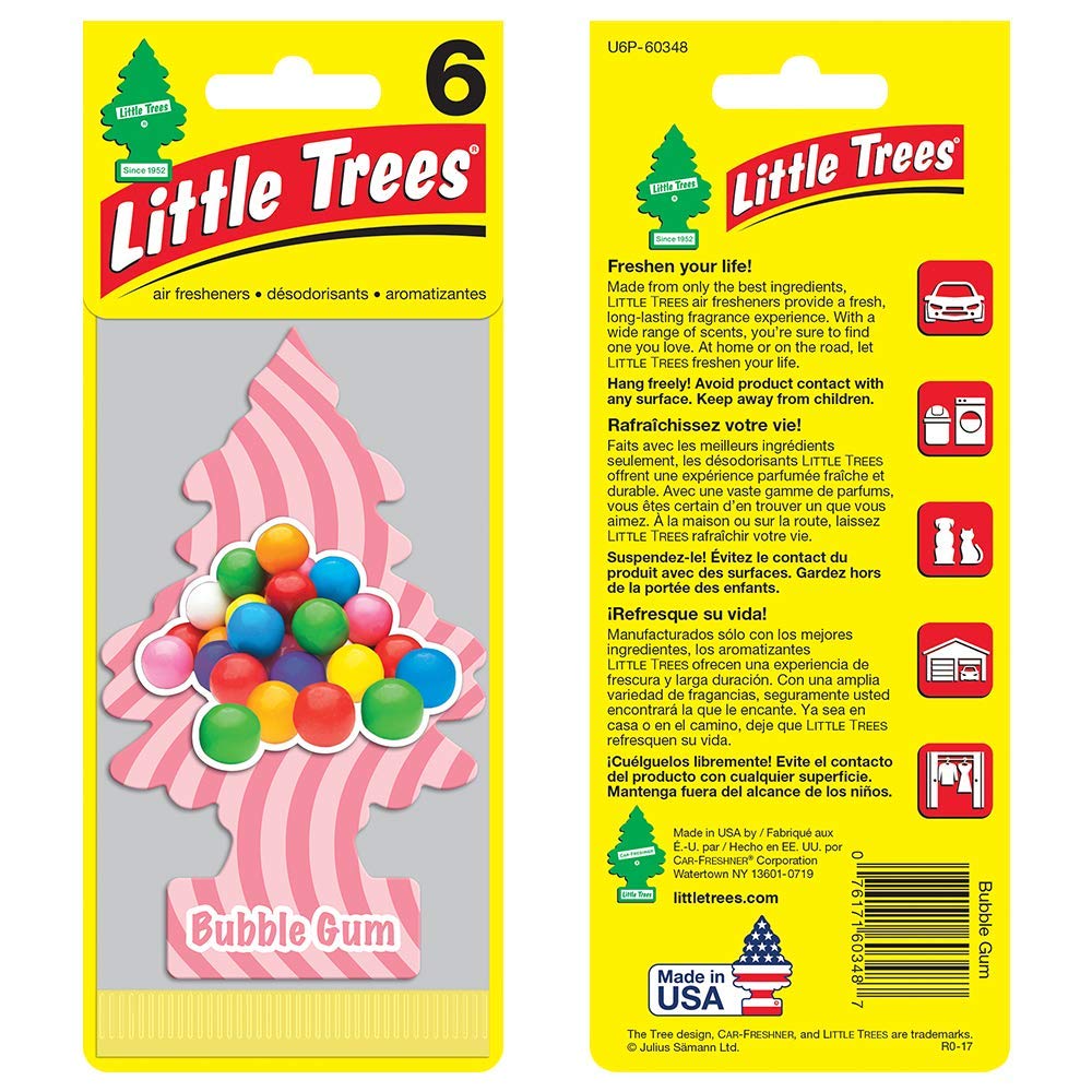 Little Trees Cardboard Hanging Car, Home & Office Air Freshener, Bubble Gum (Pack Of 12)