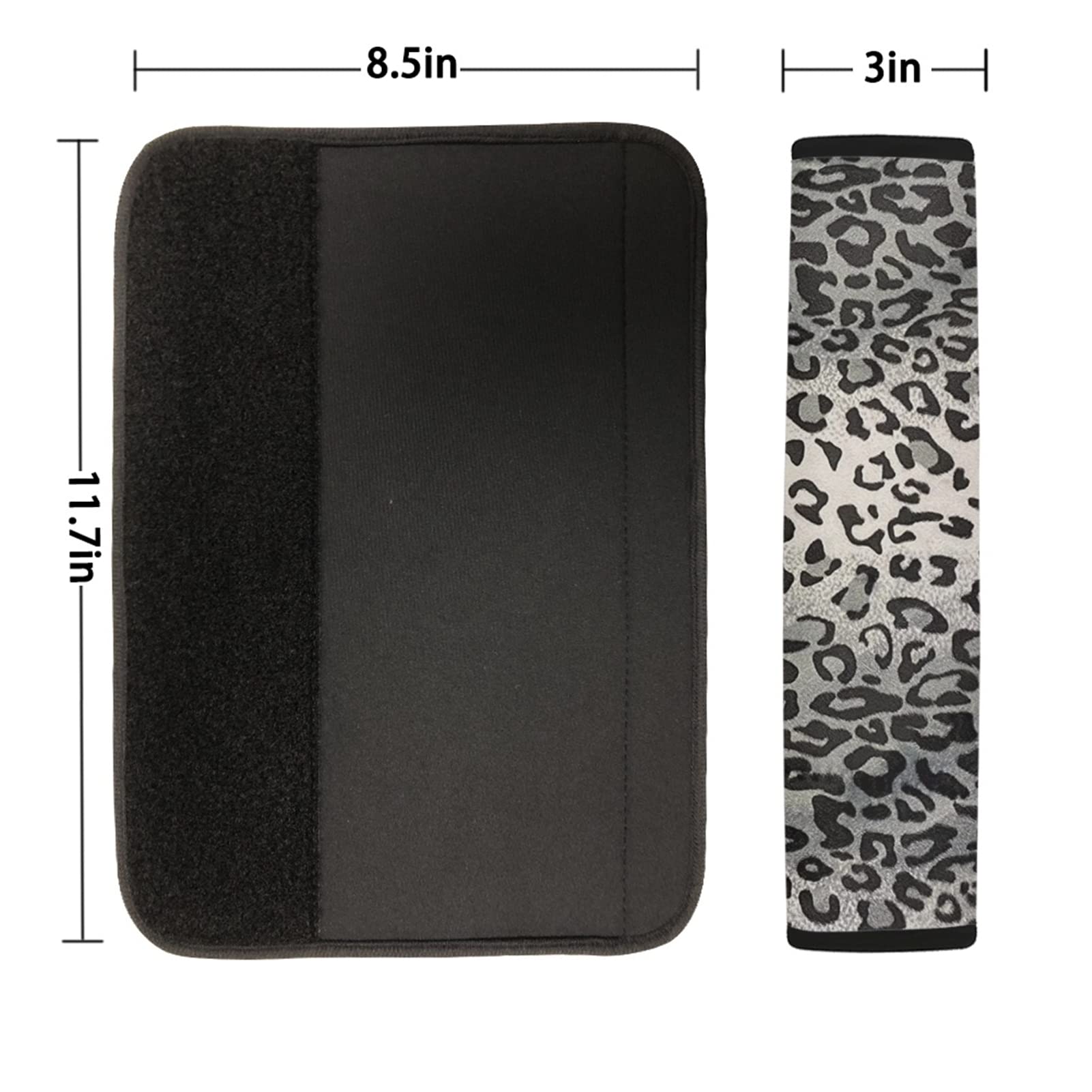 Dreaweet Grey Leopard Print Seat Belt Pads Cover for Adults Kids, Stylish Car Seatbelt Cover 2 pcs, Universal Soft and Safe