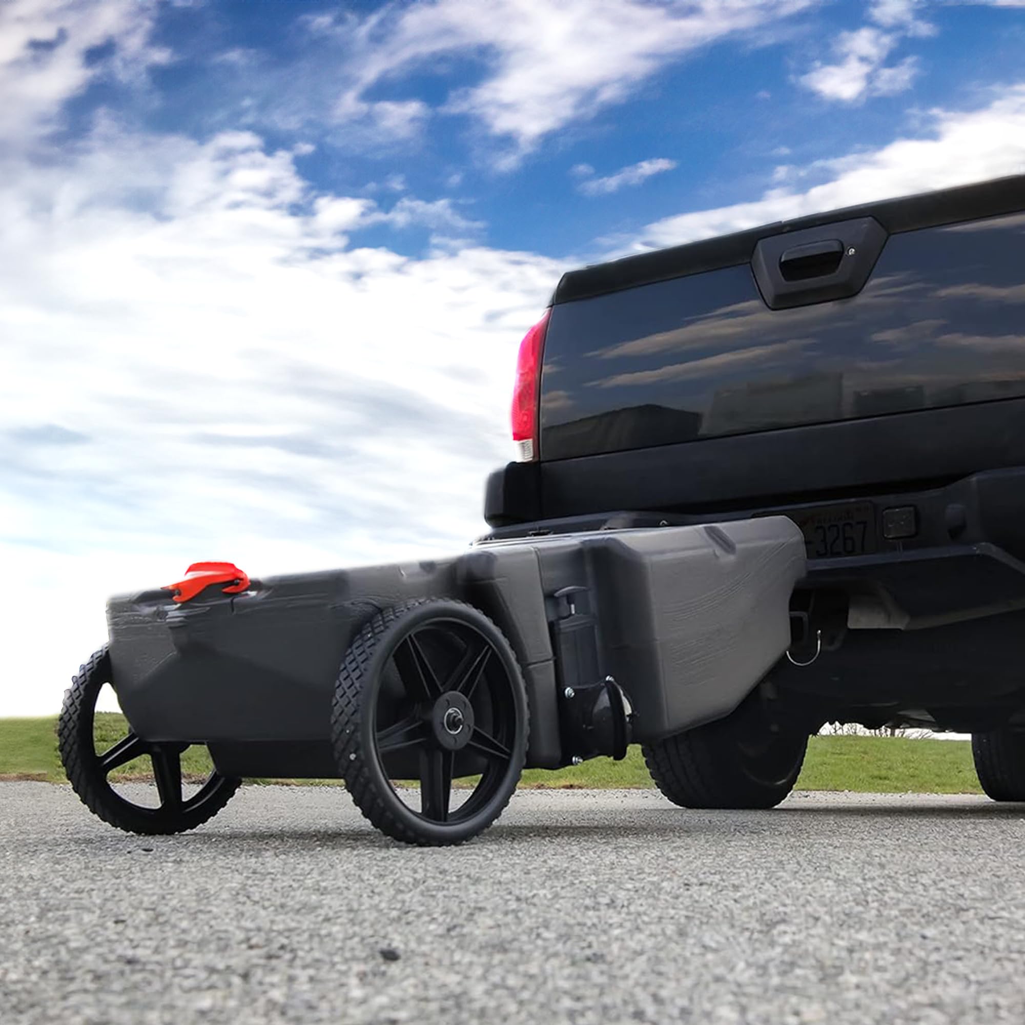 Camco 36 Gal Heavy Duty Rhino Portable Rv Waste Tank With Wheels, Sewer Hose, Steel Tow Adapter, And Accessories, Gray (2 Pack)