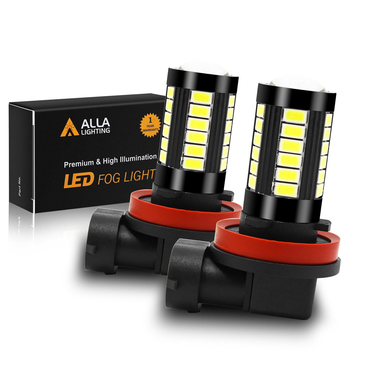 Alla Lighting Super Bright H8 H11 Led Fog Lights Bulbs Or Drl, 6000K Xenon White H16 H11Ll H8Ll H1155 Replacement, 2800Lms 5730