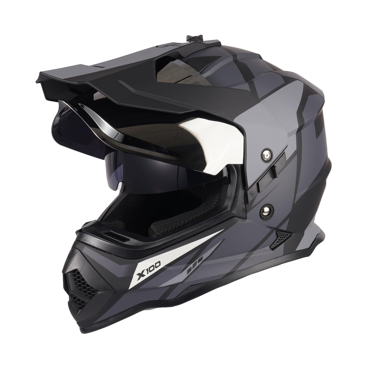 bike helmet uv Orthrus DOT Certified Dual Sport Adventure Motorcycle Helmet UV Protected Visor for Snowmobile ATV Dirt Bike Off Road (X100,M)