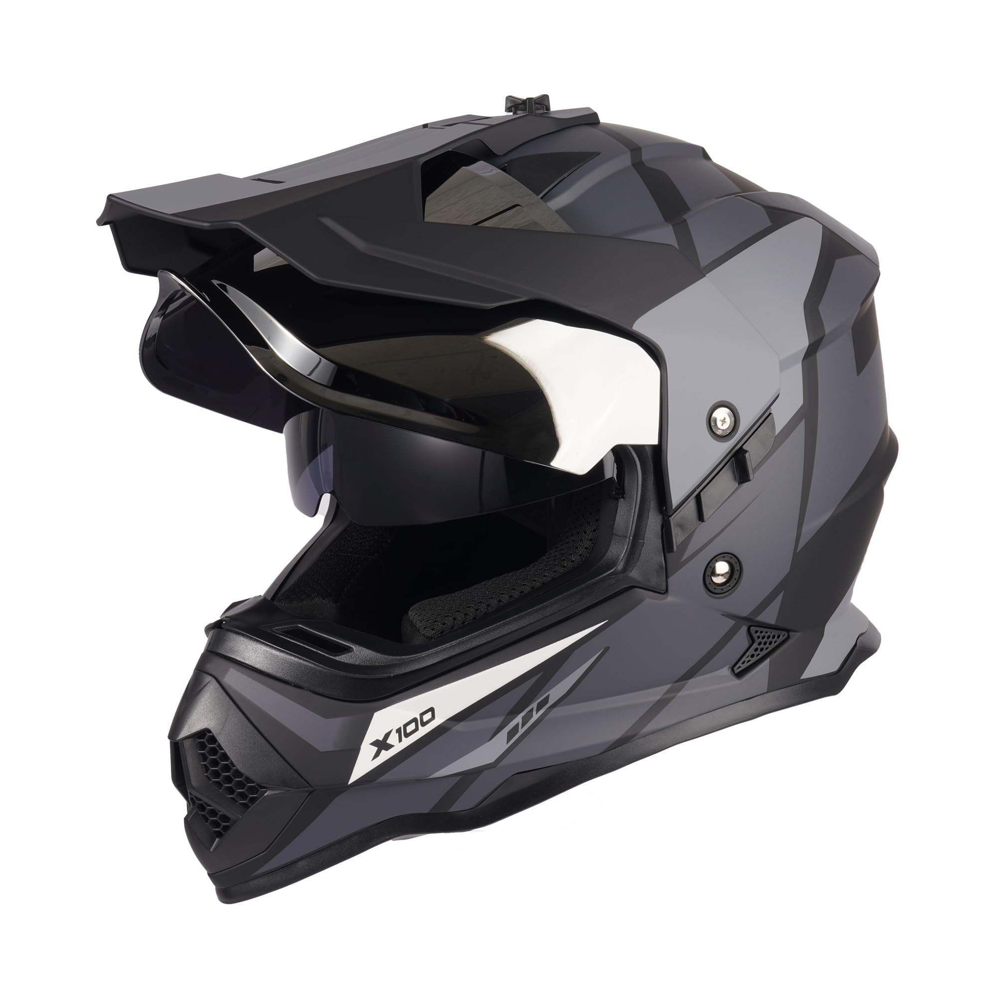 Orthrus DOT Certified Dual Sport Adventure Motorcycle Helmet UV Protected Visor for Snowmobile ATV Dirt Bike Off Road (X100,M)