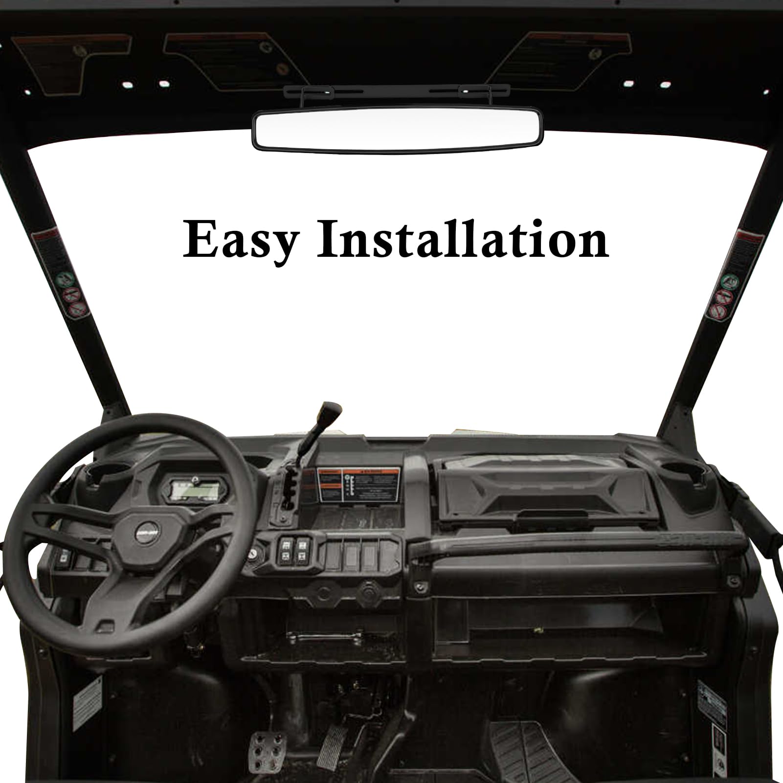 Mofun Utv Rear View Center Mirror With Bracket Compatible With 2016-2024 Can-Am Defender Hd5 Hd8 Hd10