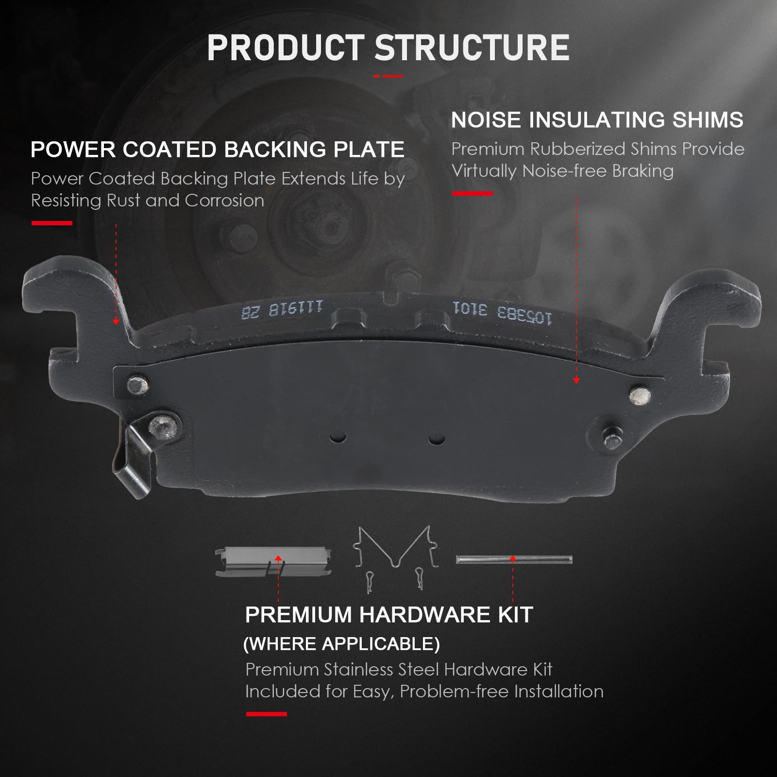 Cciyu D1119 D1120 Ceramic Front Rear Brake Pad Set Fit For 2006-2010 For Hummer H3,2009-2010 For Hummer H3T