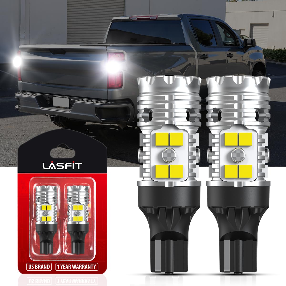 Lasfit 921 Led Reverse Backup Lights For 2014-2022 2023 2024 2025 Silverado 1500, Canbus Ready 912 W16W 904 916 2835 Exterior Re