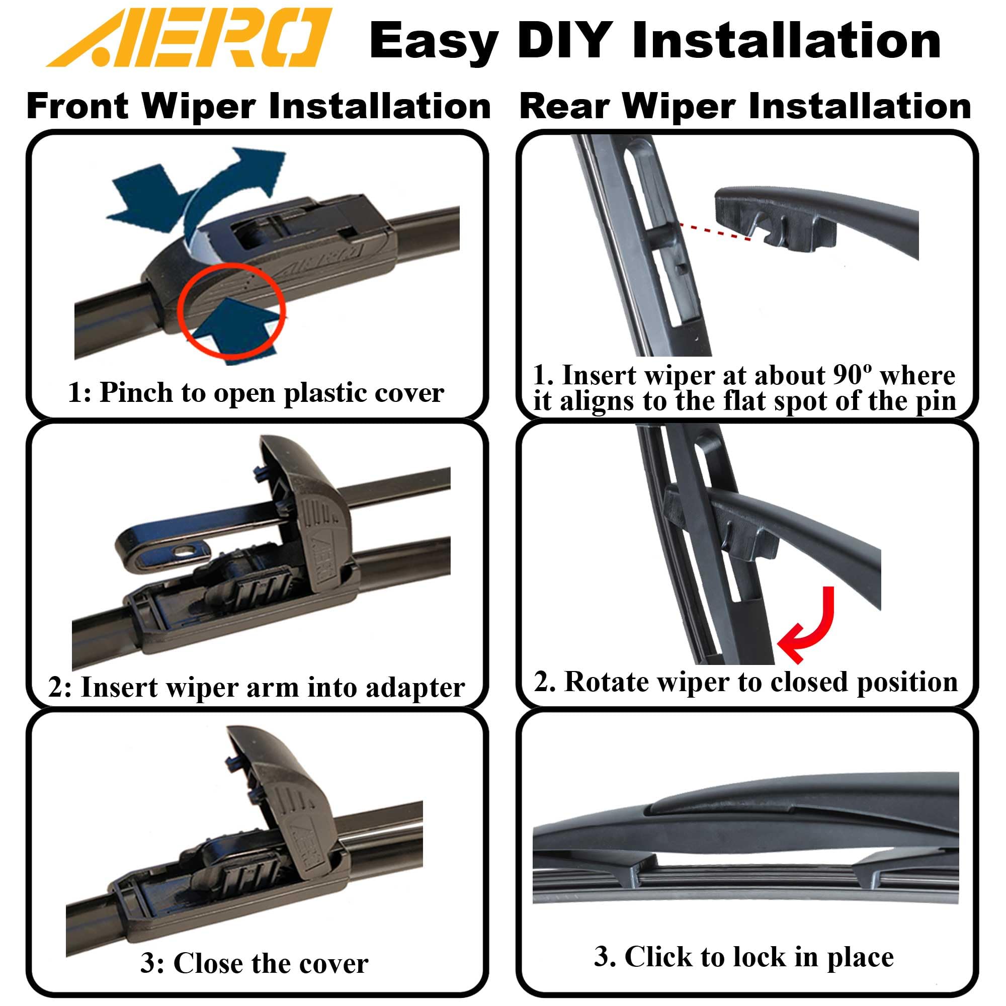 Aero Wipers Replacement For Acura Rdx 2023 2022 2021 2020 2019, 26''+18'' Front + 12'' Rear, Premium All-Season Windshield Wiper