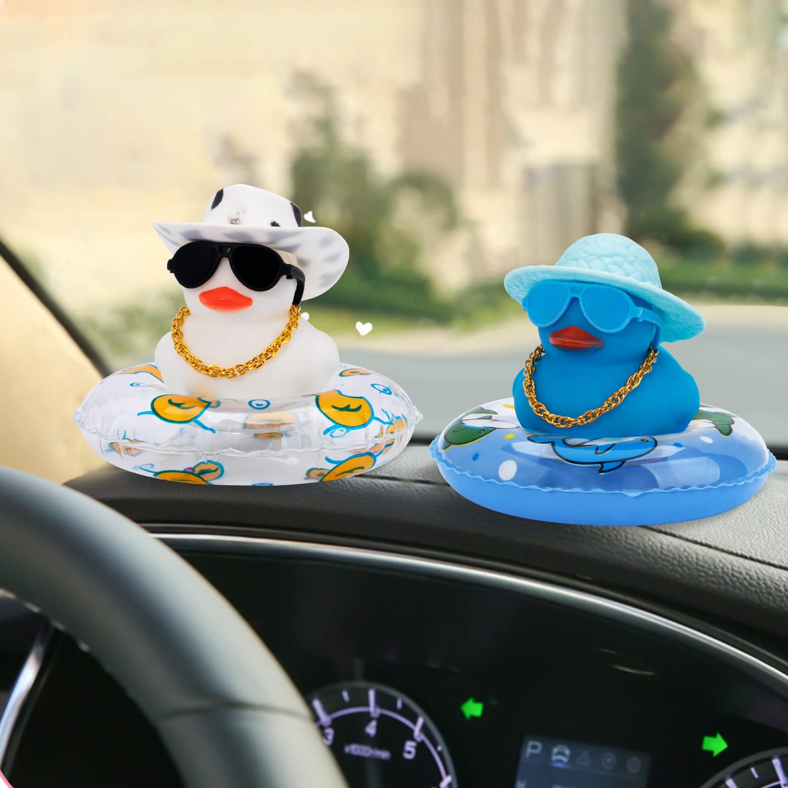 Wonuu Rubber Ducks - Pink & Gold Ducks For Car Dashboard Decoration