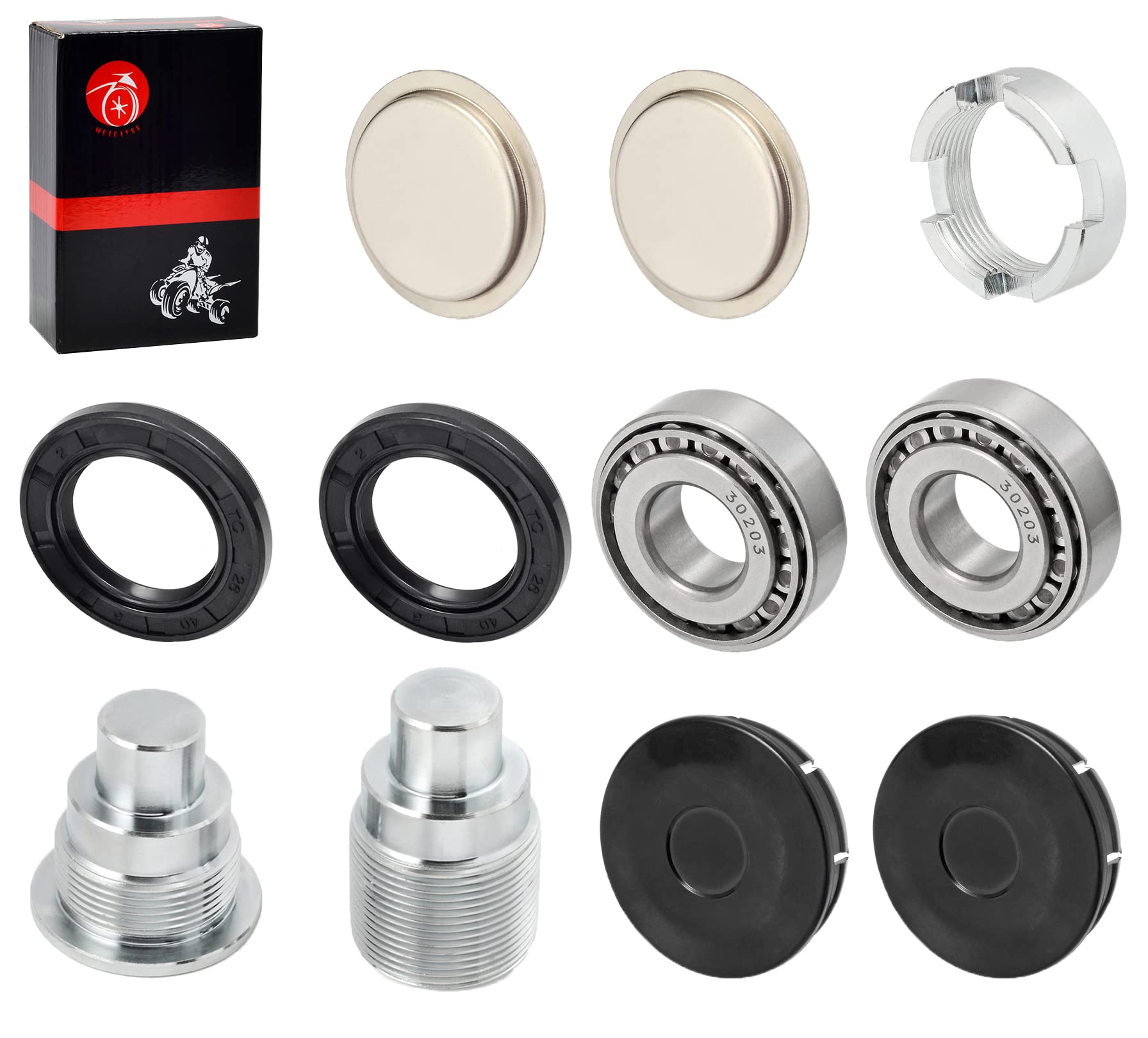 Swingarm Bearing Seal Bolt Lock Nut & Cap Rebuild Kit For Honda Recon 250 Trx250X Trx250Ex Trx 250Te/Tm Rancher 350 400 Fourtrax Foreman 300 400 450 Trx300 350 400 450 500 Trx300Fw