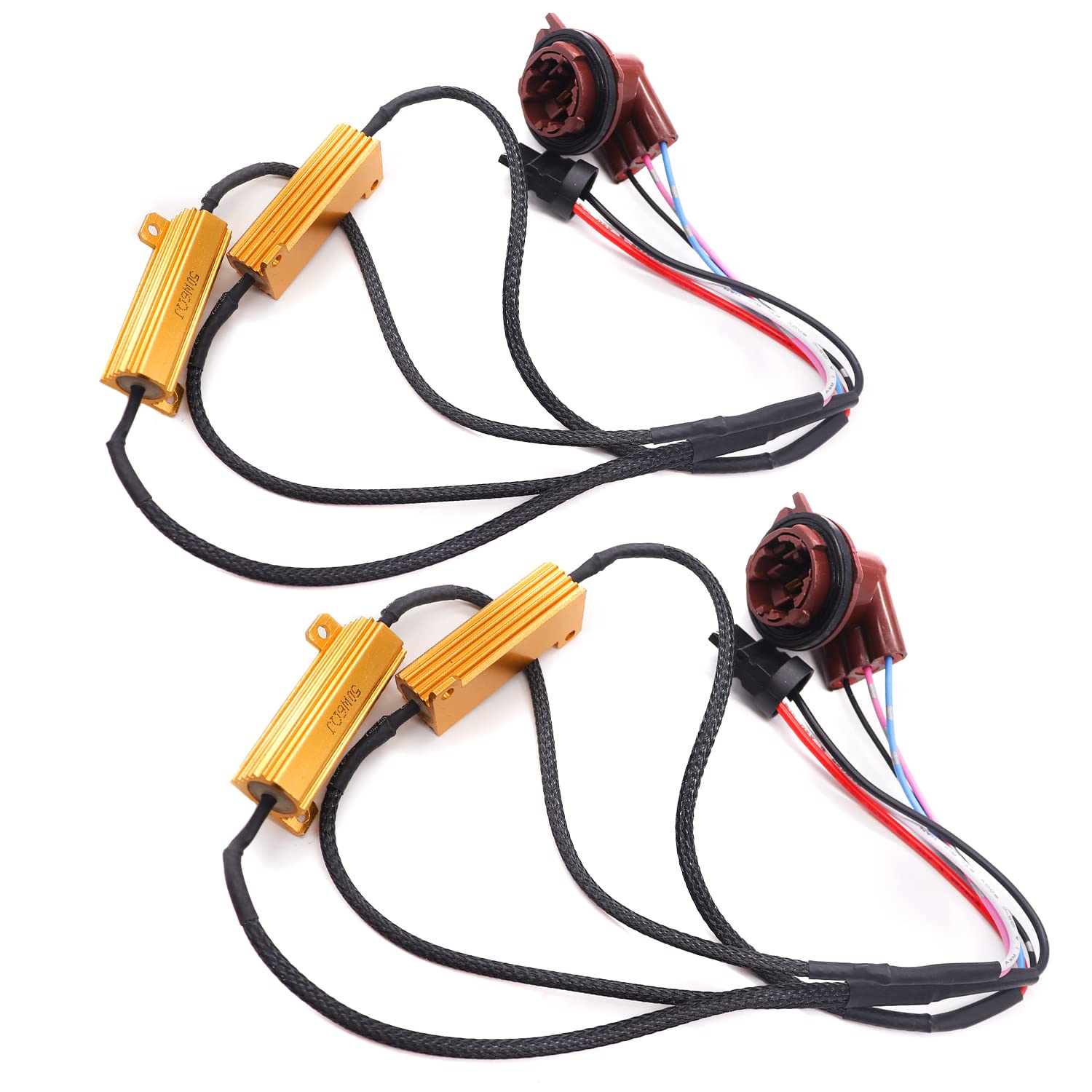 mankk 2Pcs 3157 3057 4157 LED Resistor Kit, 50W 6 Ohm Turn Signal Bulb Relay Harness Resistor Adapter Fix Flashing Error Code Wa