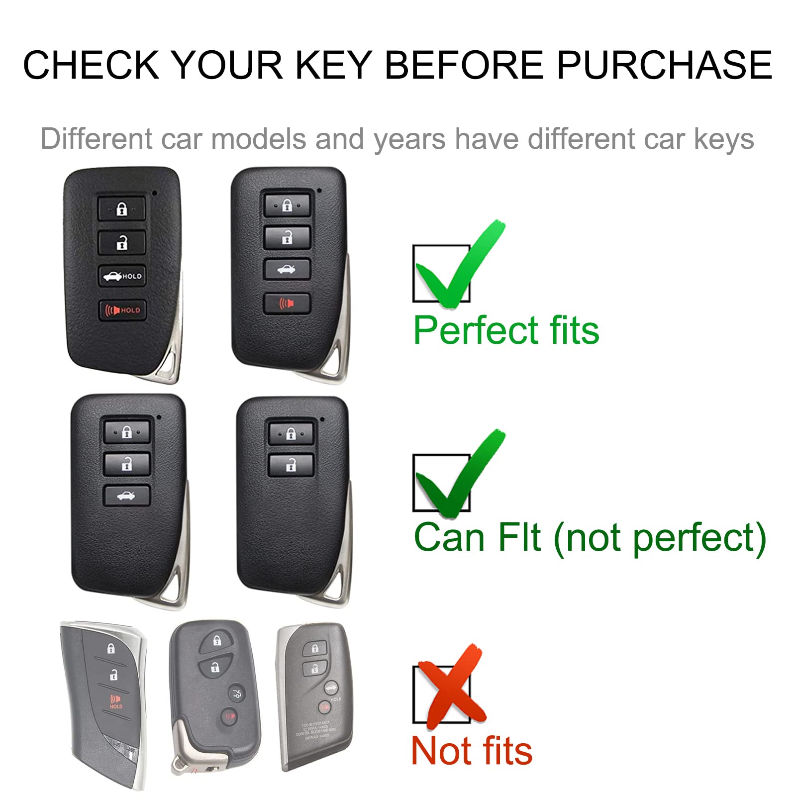 Cacarlike For Lexus Key Fob Cover With Leather Lanyard, Car Key Fob Case Compatible With Lexus Rx Es Gs Ls Nx Rs Gx Lx Rc Lc Sma