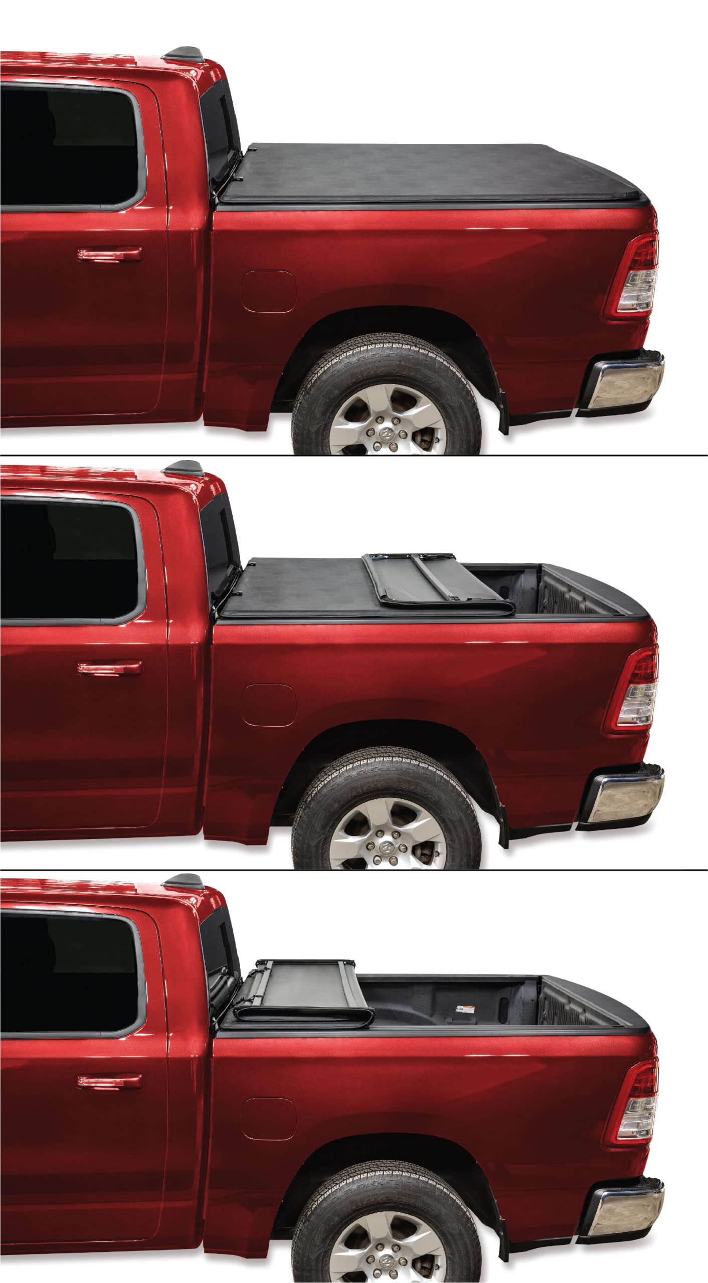 Leer Folditup | Fits 2019-2023 Gm Chevy Silverado/Gmc Sierra With 58    Bed | Soft Tri-Fold Truck Bed Tonneau Cover | Easy Insta