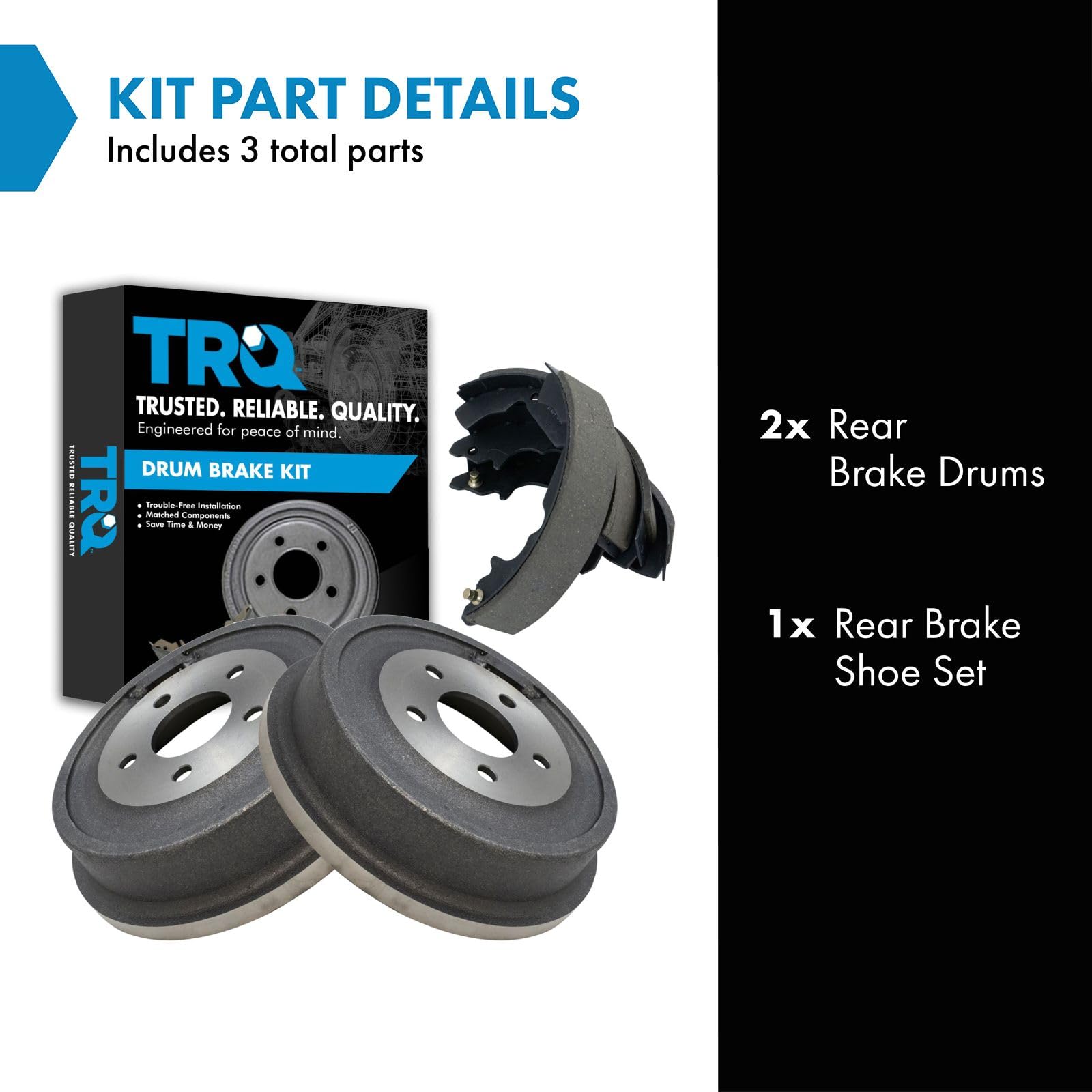 TRQ Brake Drum & Shoe Rear Kit Compatible with Equinox Aztek Torrent Vue/Hybrid