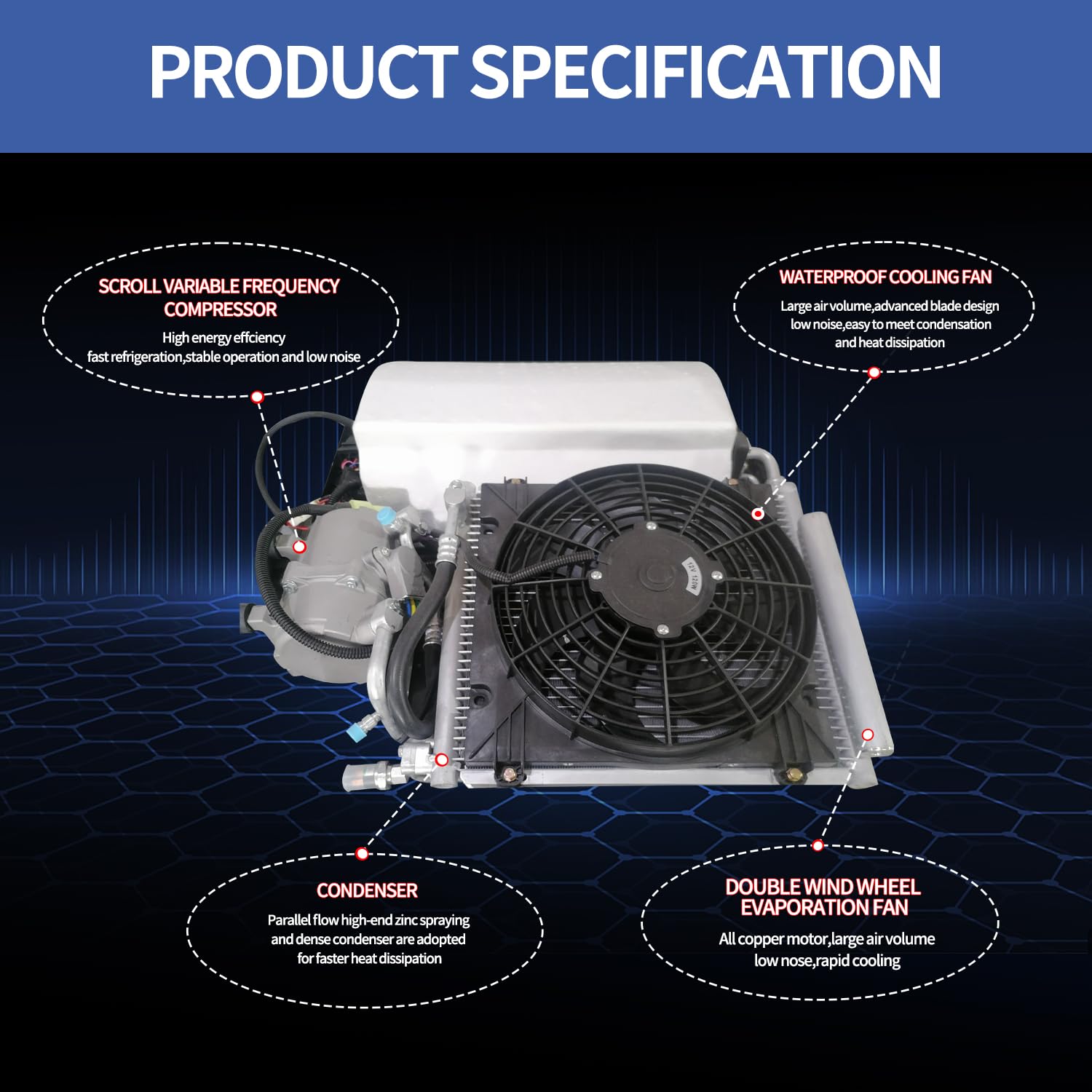 Aspligo Dc 12V Air Conditioner Electric Parking Rooftop Rv Air Conditioner Heat And Cool A/C Unit 10000Btu Fit Truck Motorhome Trailer, Scroll Compressor (12V Heating & Cooling)