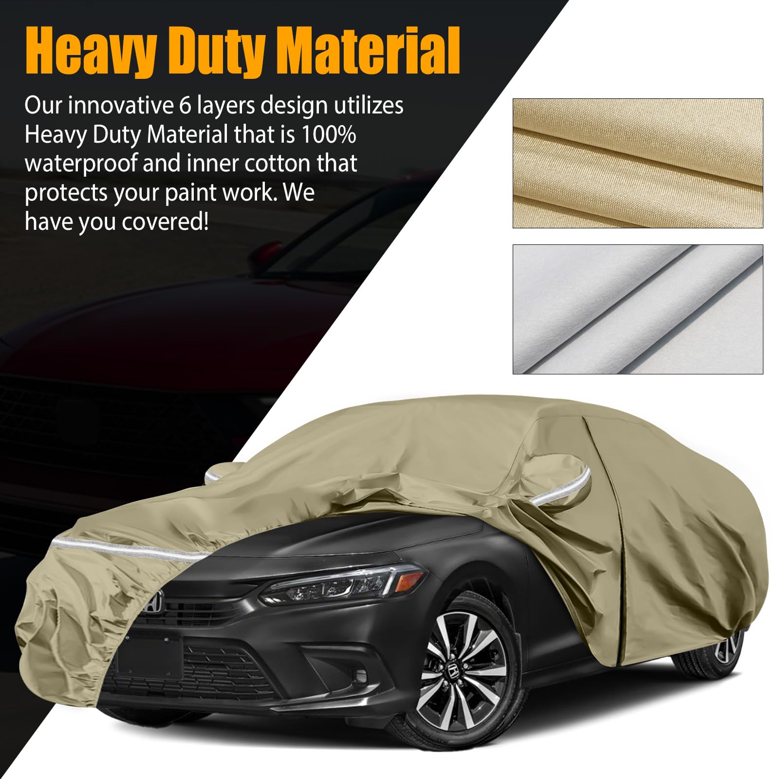 Waterproof Car Covers Replace for 2007-2025 Honda Accord, Multilayer Heavy Duty with Cotton Liner All Weather Custom-fit Car Cov
