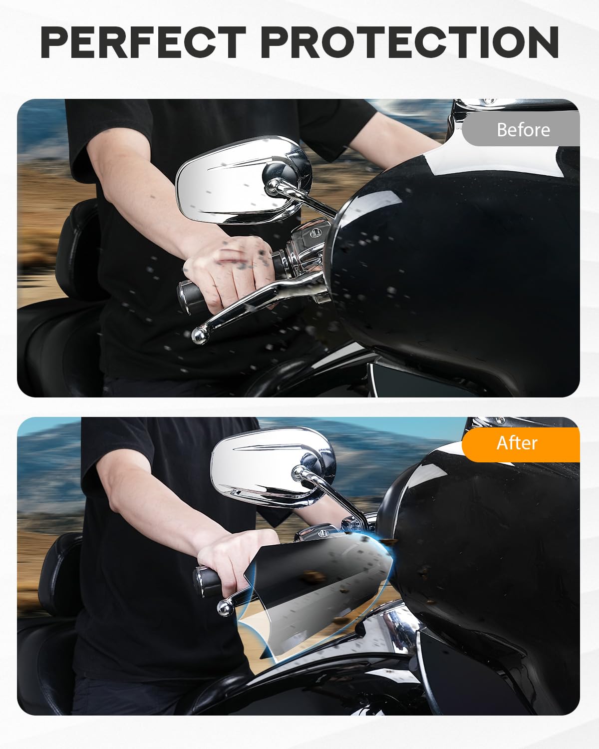 Pbymt Gloss Black Coffin Cut Handguards Hand Guards Compatible For Harley Sportster Touring Street Glide Road King Electra Glide 2007-2024 (Large)