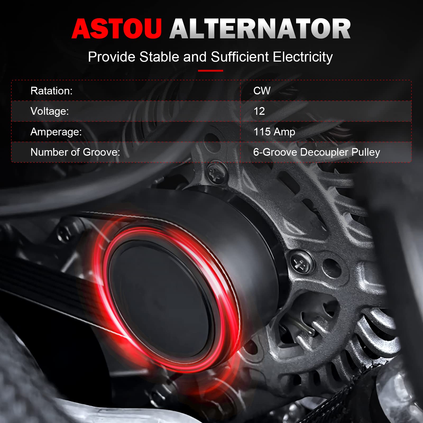 ASTOU New Alternator Stable High Output Compatible for Jeep for Patriot 2007-2016 for Dodge for Avenger 2008-2013 for Jeep for C