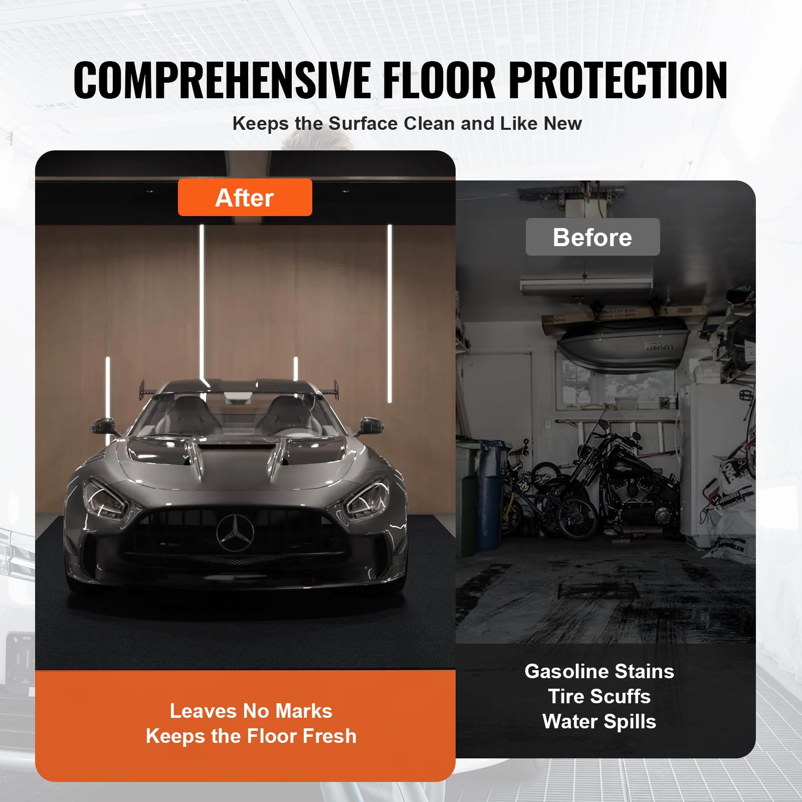 VEVOR Car Garage Mat, 7.4'x17', Shields Against Water, Snow, Rain, Mud, Oil, Durable Slip-Resistant Floor Cover with TPE Leak-Pr