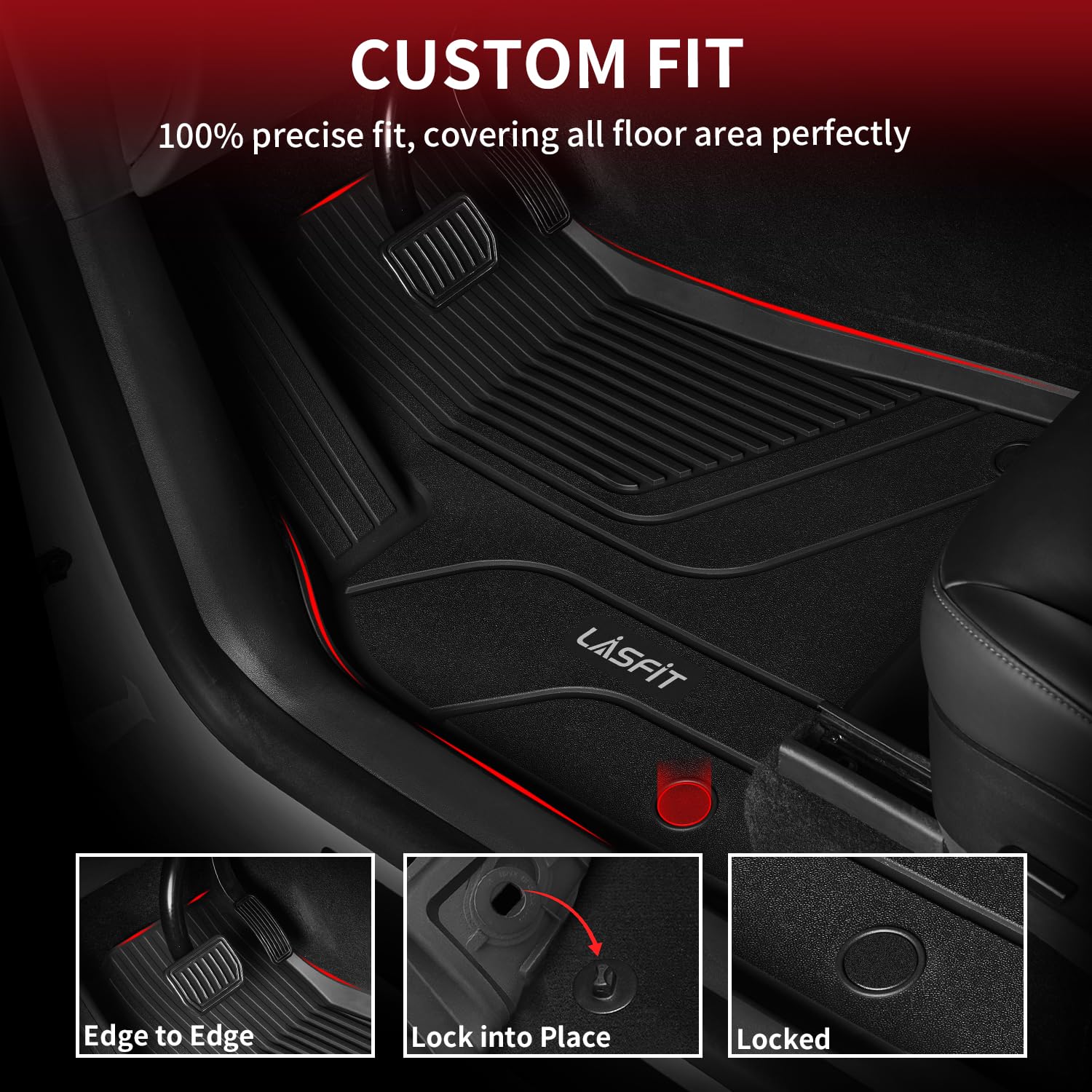 Lasfit Floor Mats For Hyundai Ioniq 5 2024 2023 2022 Movable Console (Limited Models), Custom Fit Tpe All Weather Floor Liners 1