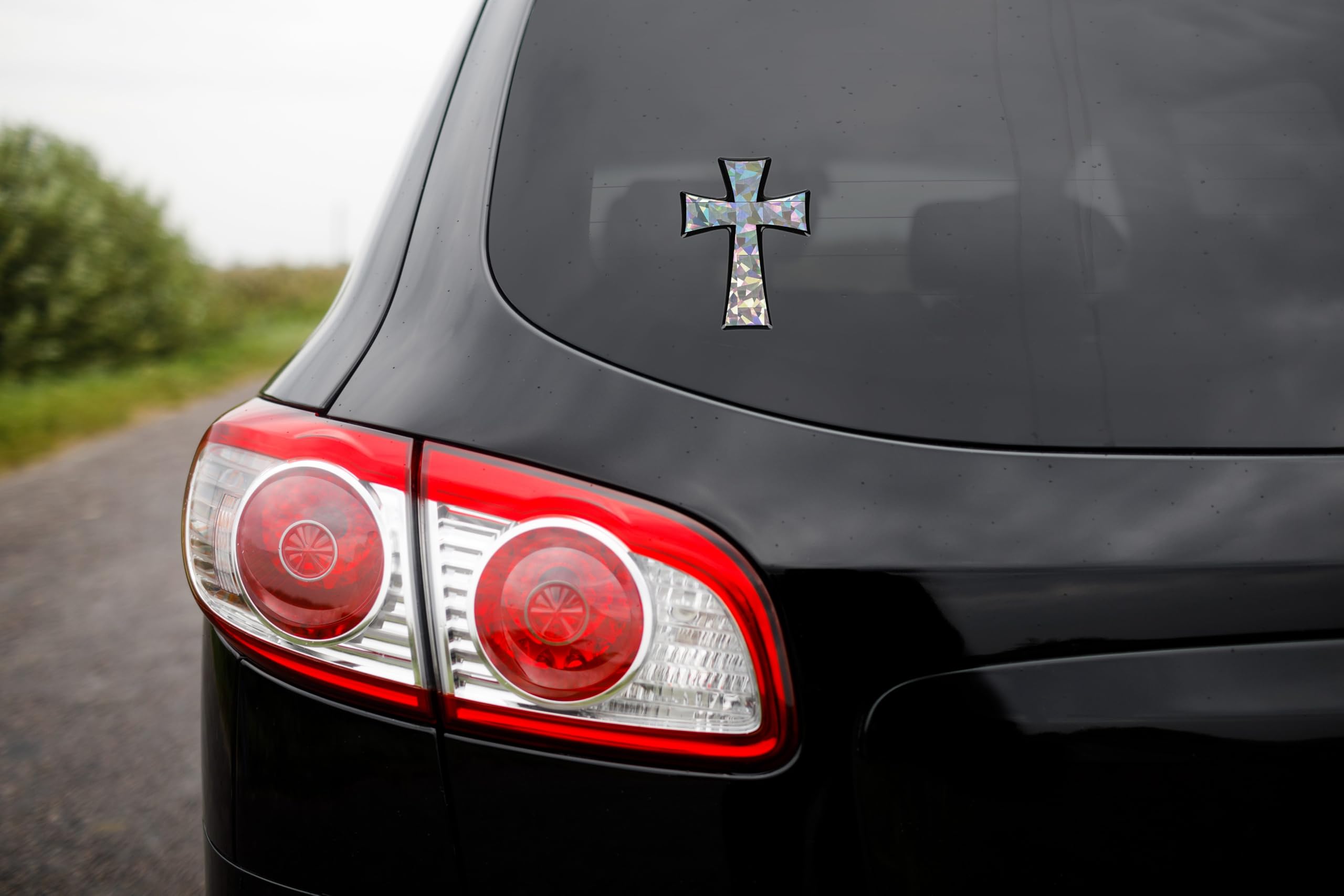 Elektroplate Christian Cross Automotive Decal 3.25    x 2.5    | Premium Weatherproof Religious Sticker Decal for Cars, Trucks,