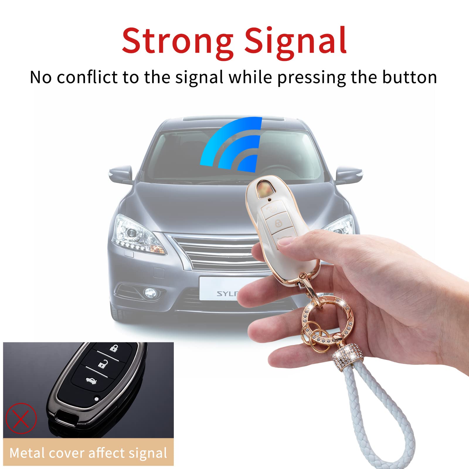 Gematay For Porsche Key Fob Cover With Keychain Lanyard, Key Fob Protector Shell Compatible With Porsche Boxster Cayenne Panamer