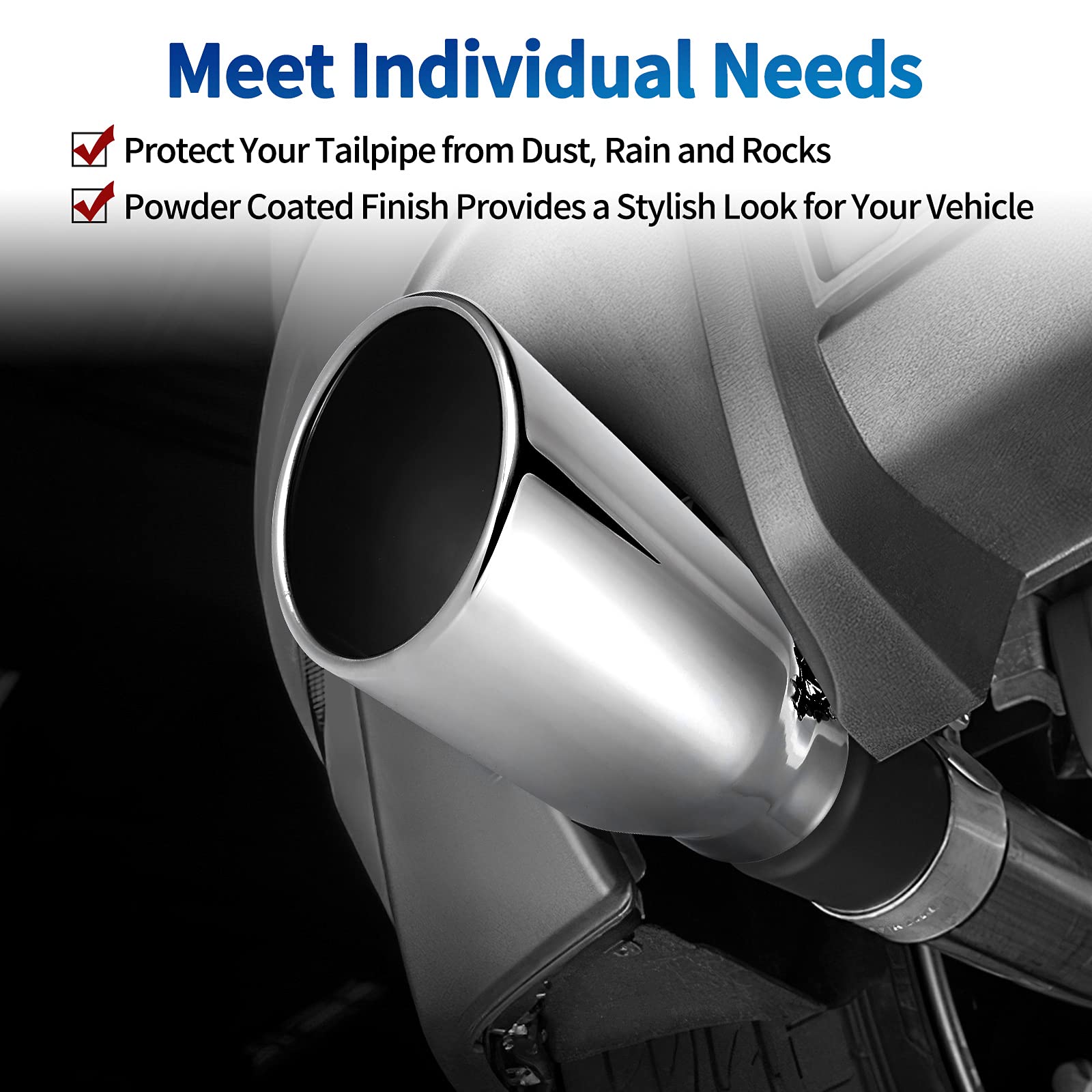 AUTOSAVER88 3.5 Inch Inlet Black Exhaust Tip, 3.5' Inlet 5' Outlet 12' Overall Length Stainless Steel Exhaust Tips Chrome-Plated Finish Tailpipe