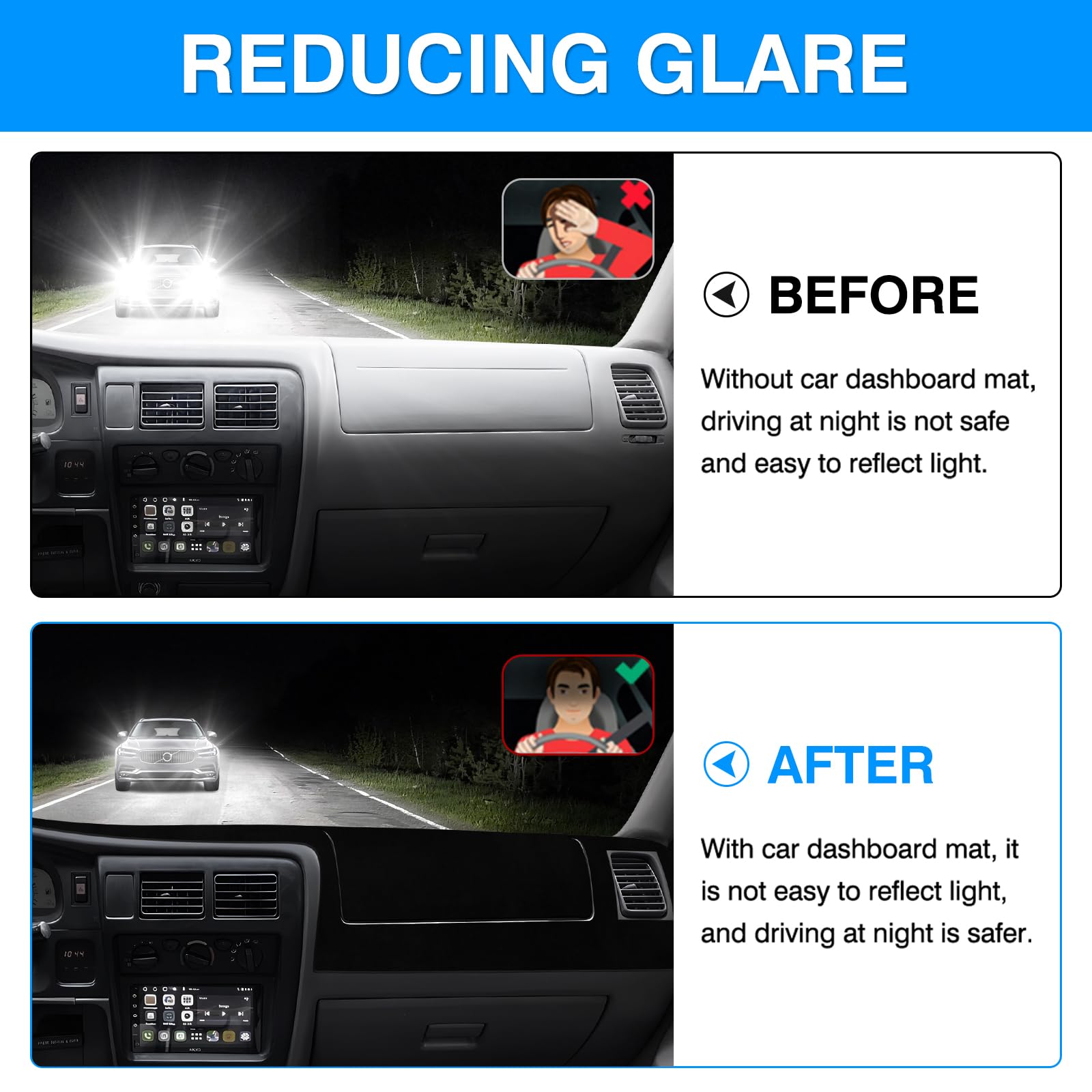 Autorder Dashboard Cover Mat For 1998-2002 2003 2004 Toyota Tacoma Accessories Dash Cover Upgrade Velvet Dash Mat Sunshade Glare