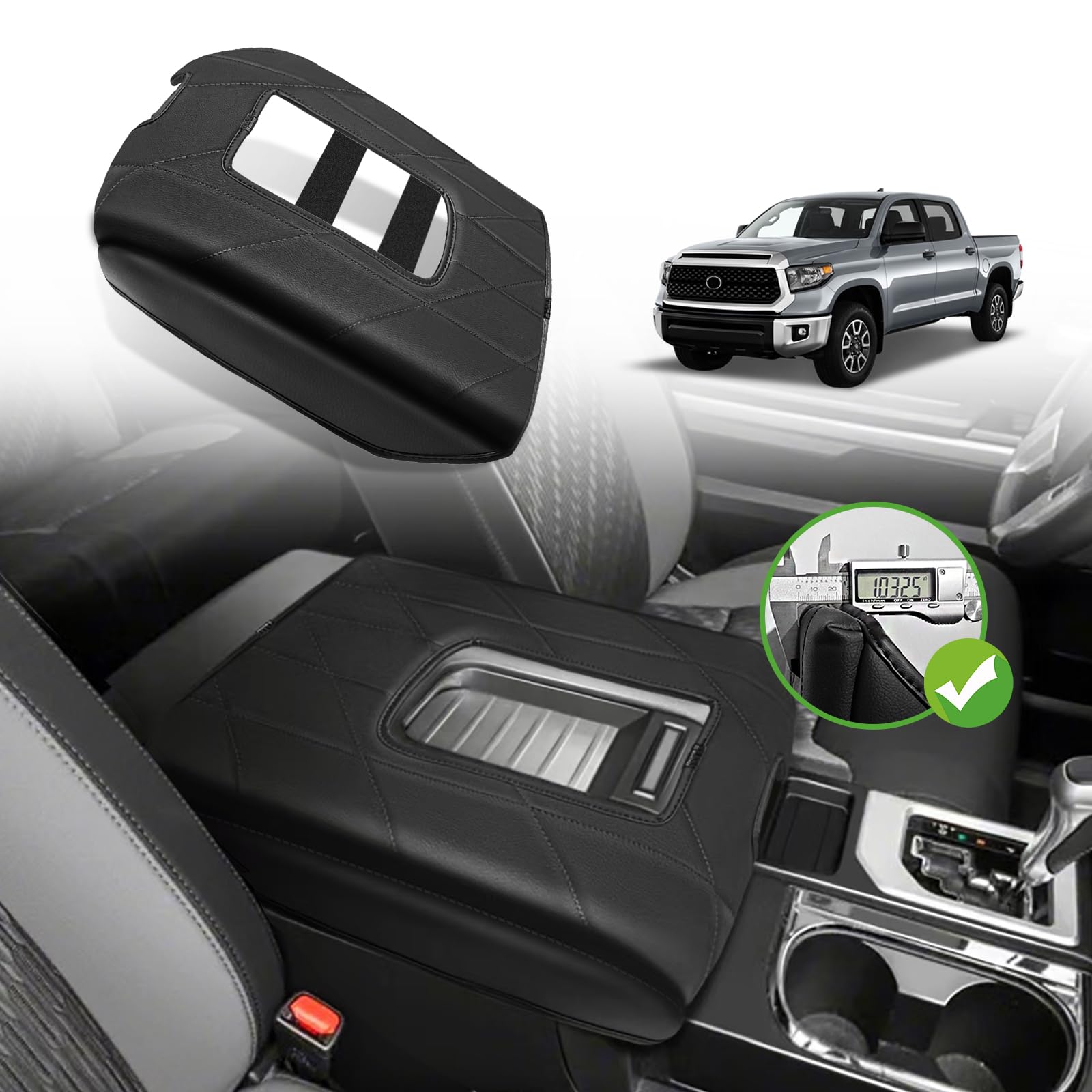 Muslogy Center Console Armrest Cover Compatible With Toyota Tundra 2014-2021 Comfort Armrest Pad Anti-Scratch Arm Rest Cushion V