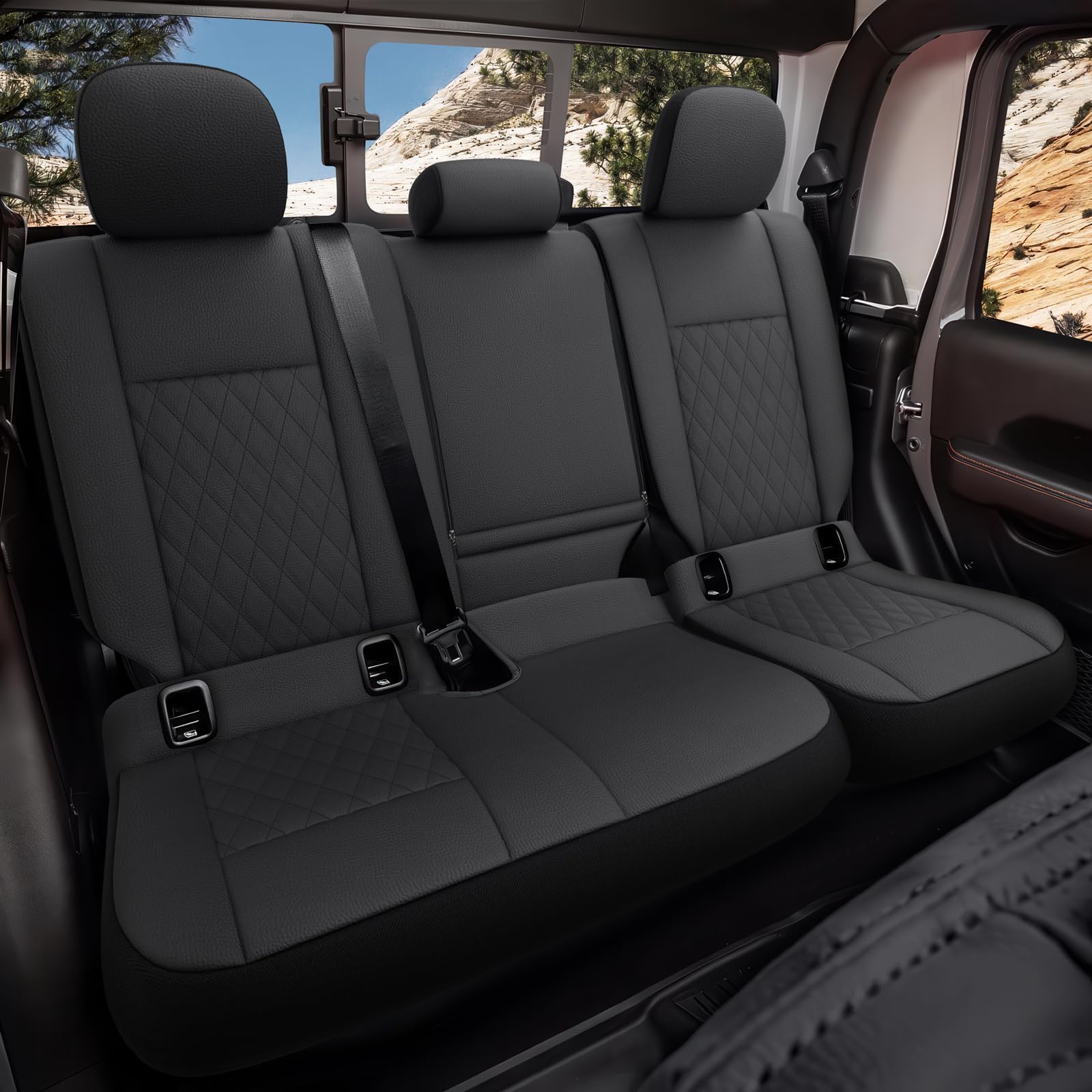 Giant Panda Full Set Faux Leather Seat Covers For Jeep Gladiator 2020-2024 Sport Willys Rubicon Mojave Freedom Without Rear Cup